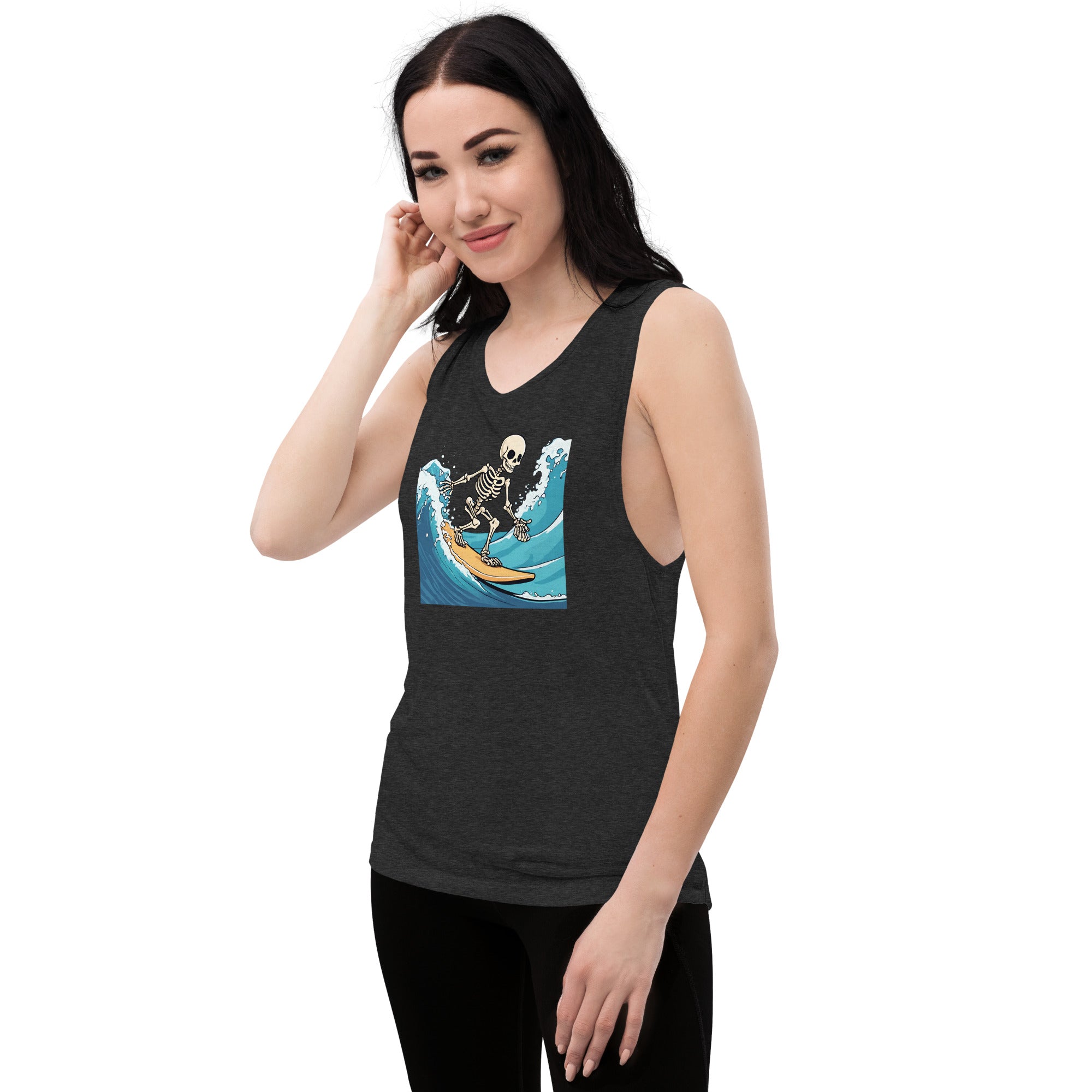 Surfing Skeleton Ladies’ Muscle Tank