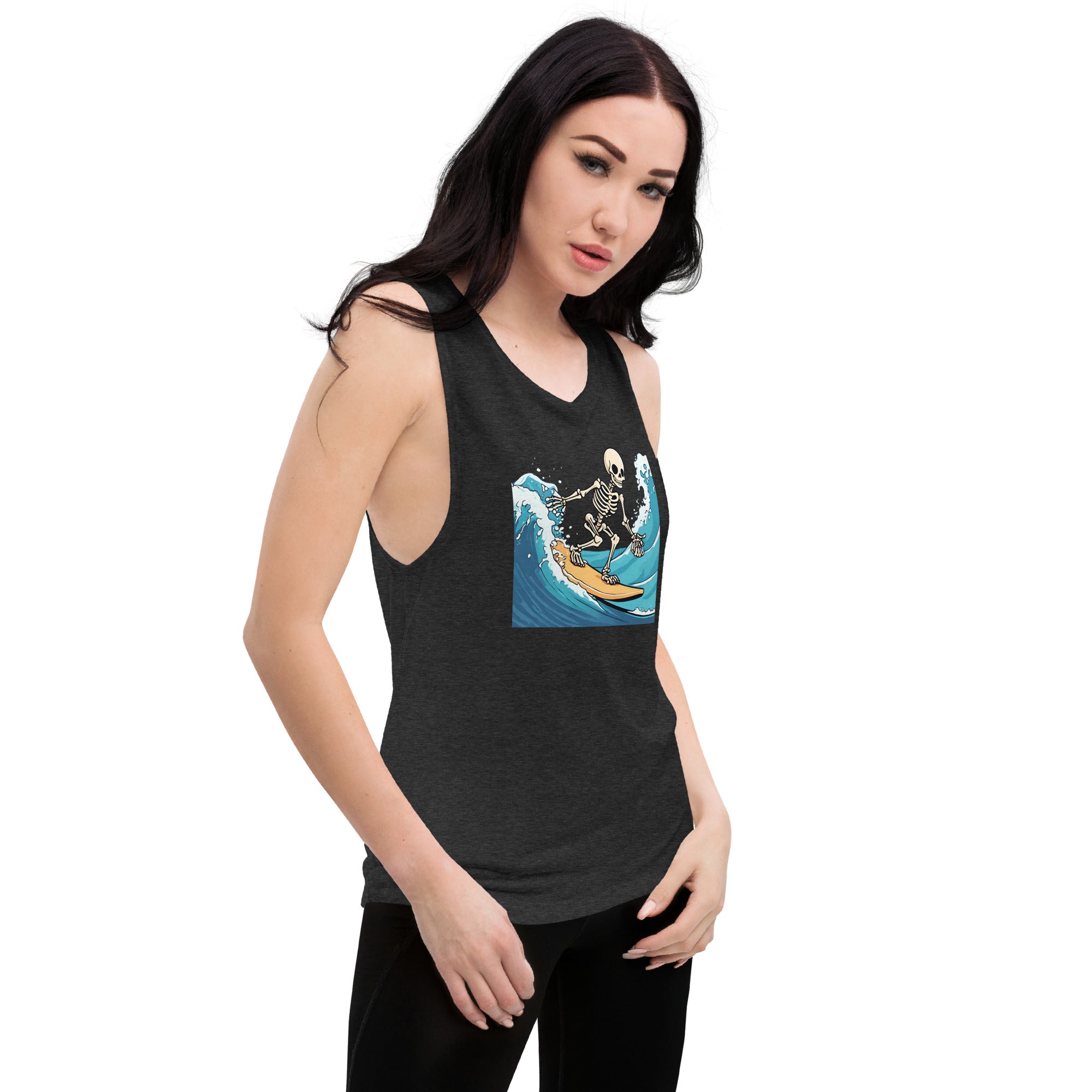 Surfing Skeleton Ladies’ Muscle Tank