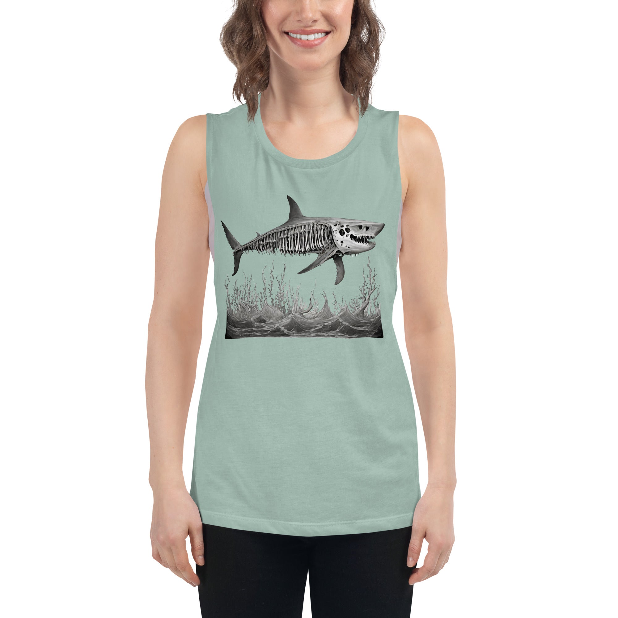 Skeleton Shark Ladies’ Muscle Tank