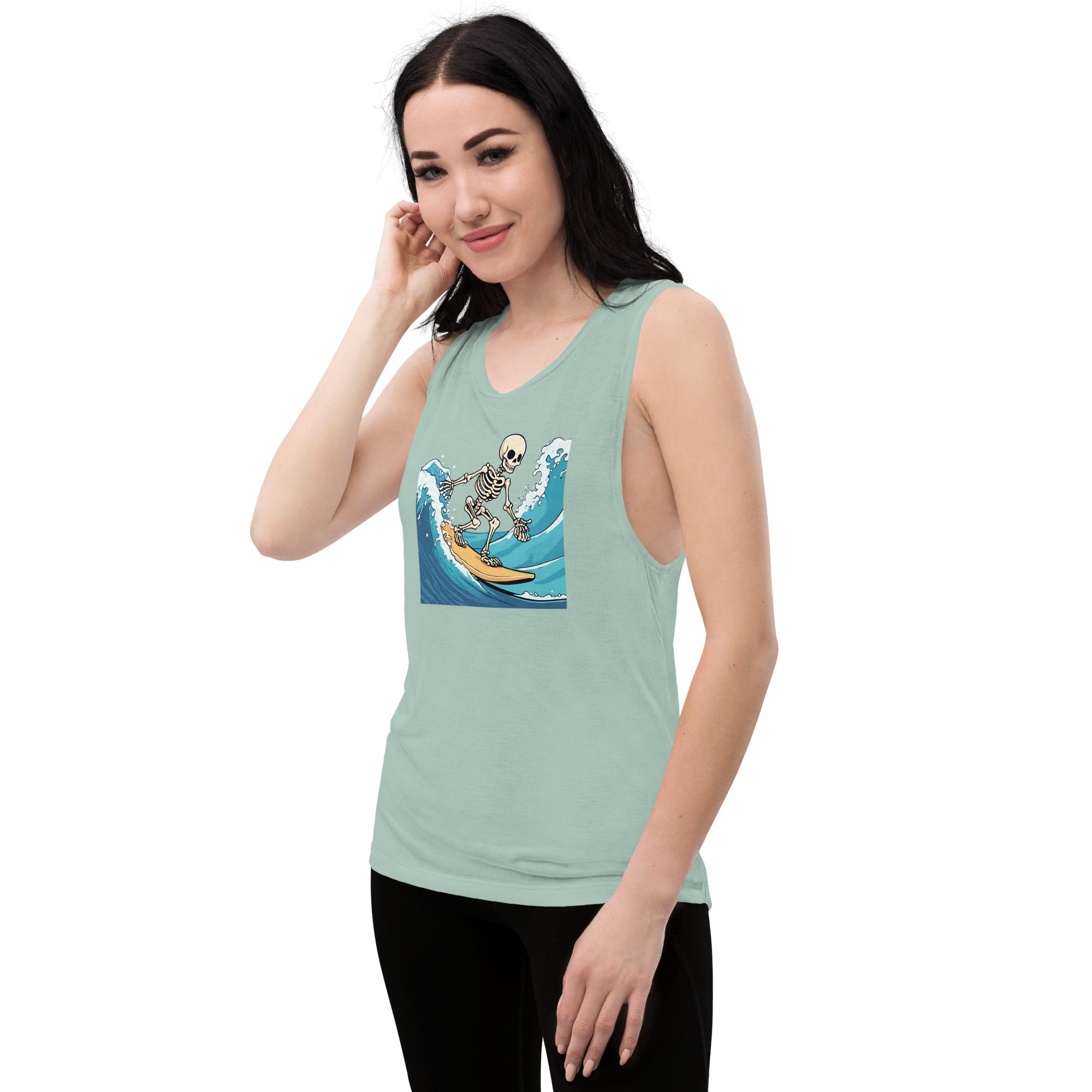 Surfing Skeleton Ladies’ Muscle Tank