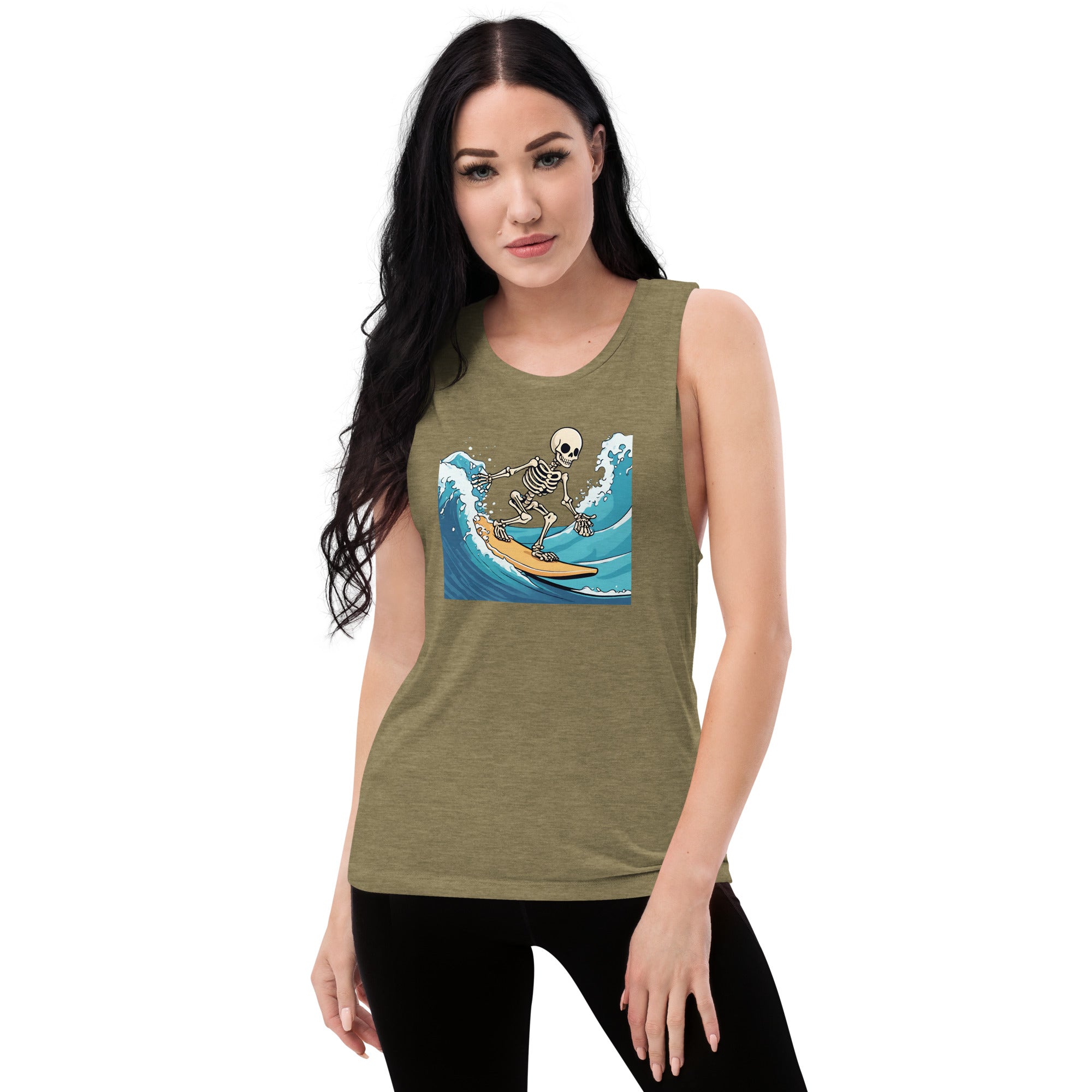 Surfing Skeleton Ladies’ Muscle Tank