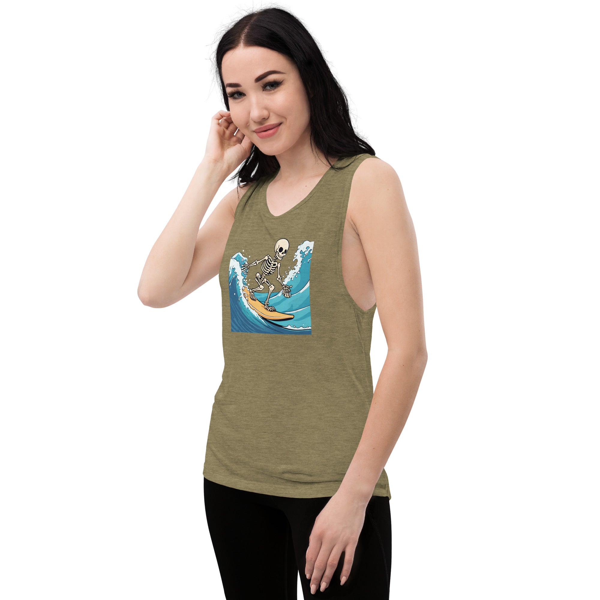 Surfing Skeleton Ladies’ Muscle Tank