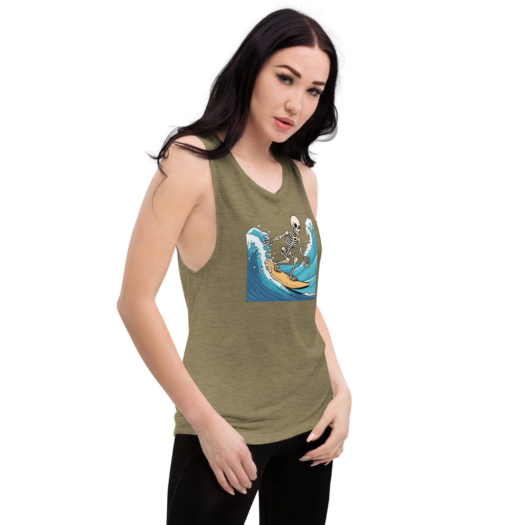 Surfing Skeleton Ladies’ Muscle Tank