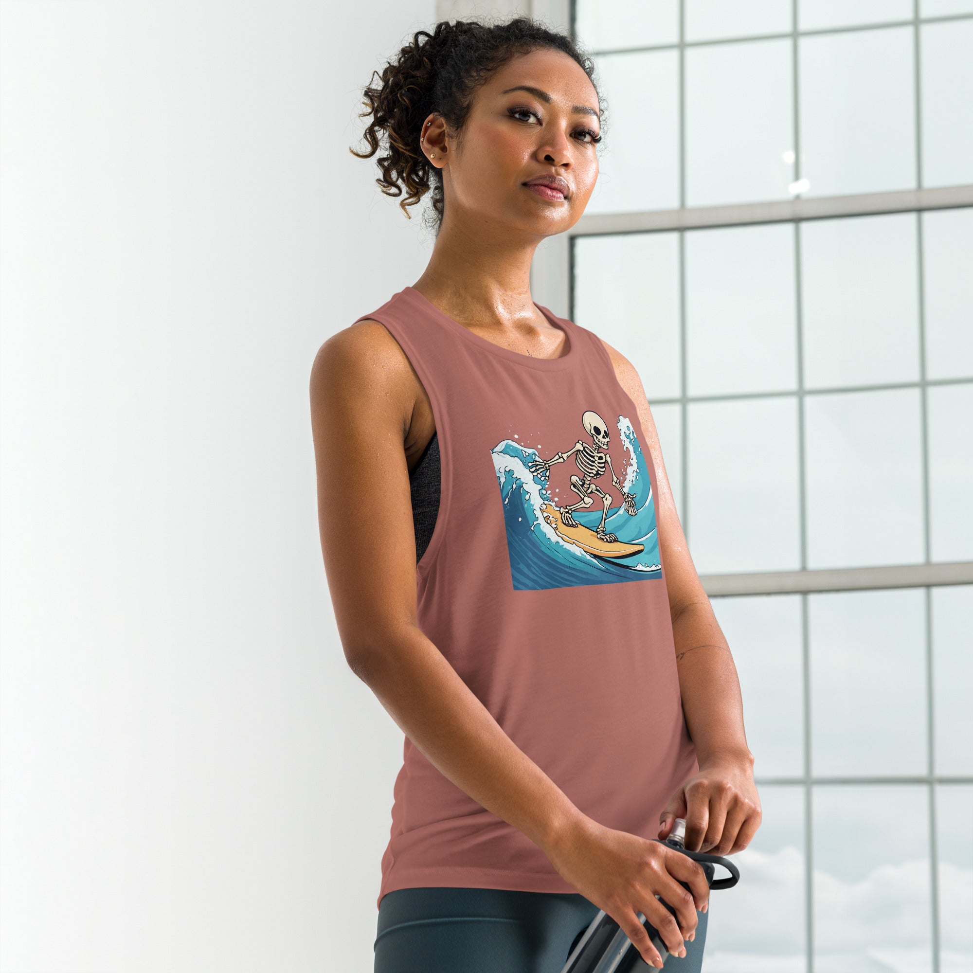 Surfing Skeleton Ladies’ Muscle Tank