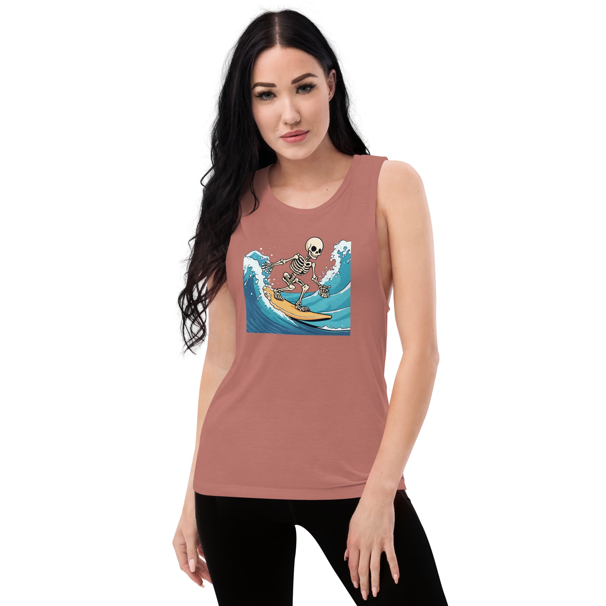 Surfing Skeleton Ladies’ Muscle Tank