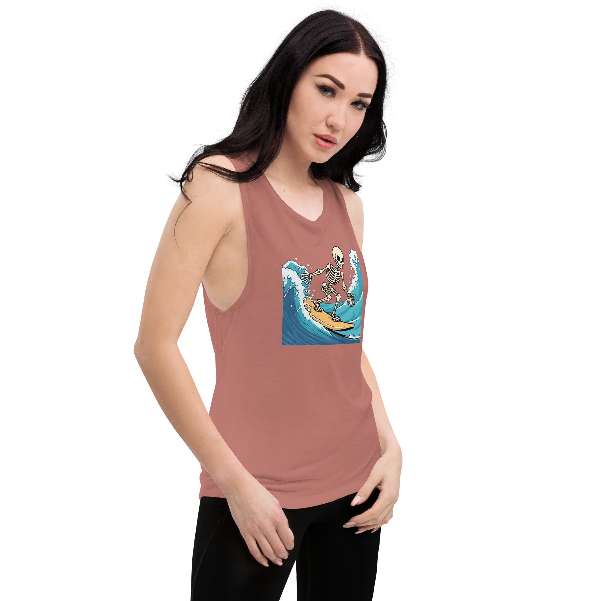 Surfing Skeleton Ladies’ Muscle Tank