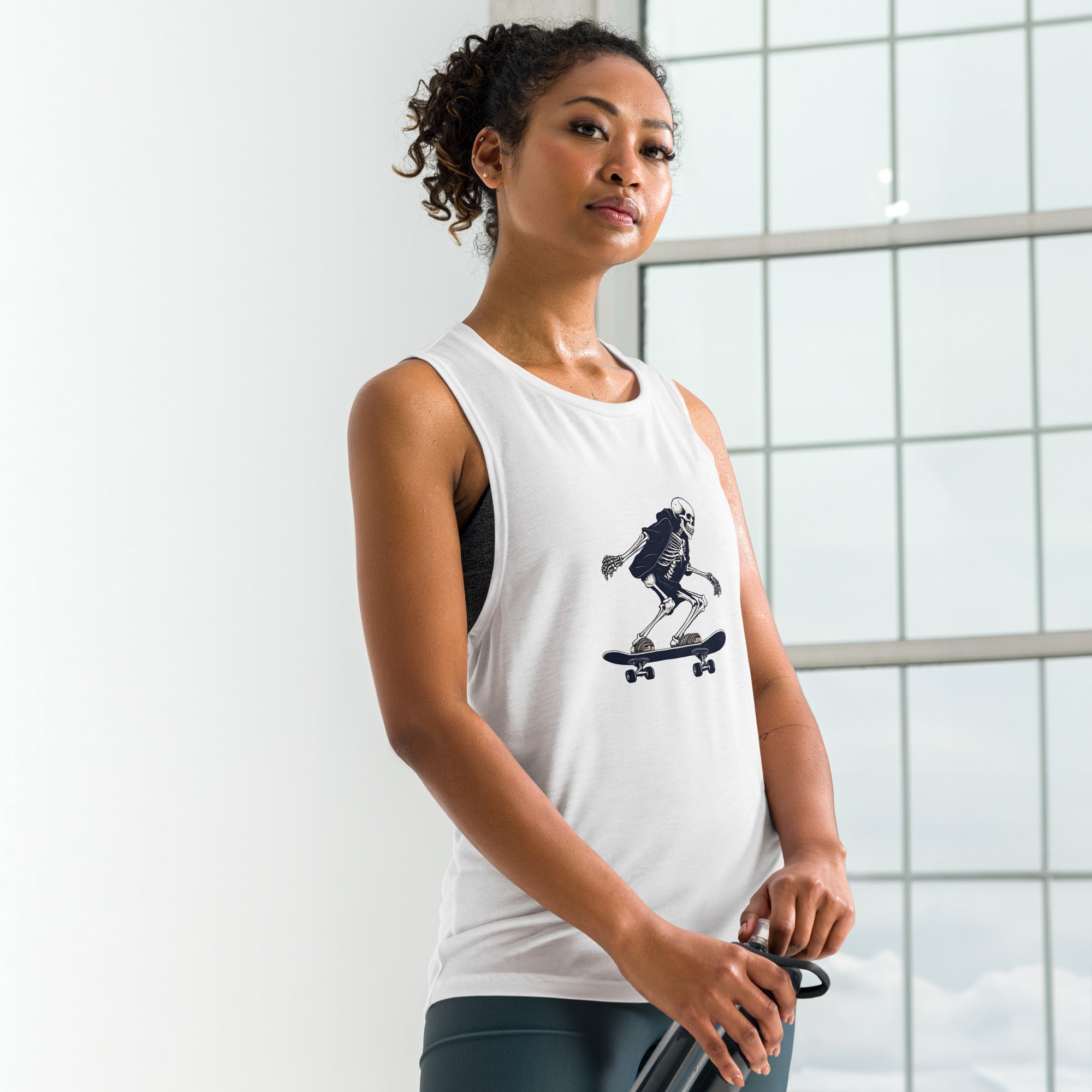 Skateboarding Skeleton Ladies’ Muscle Tank