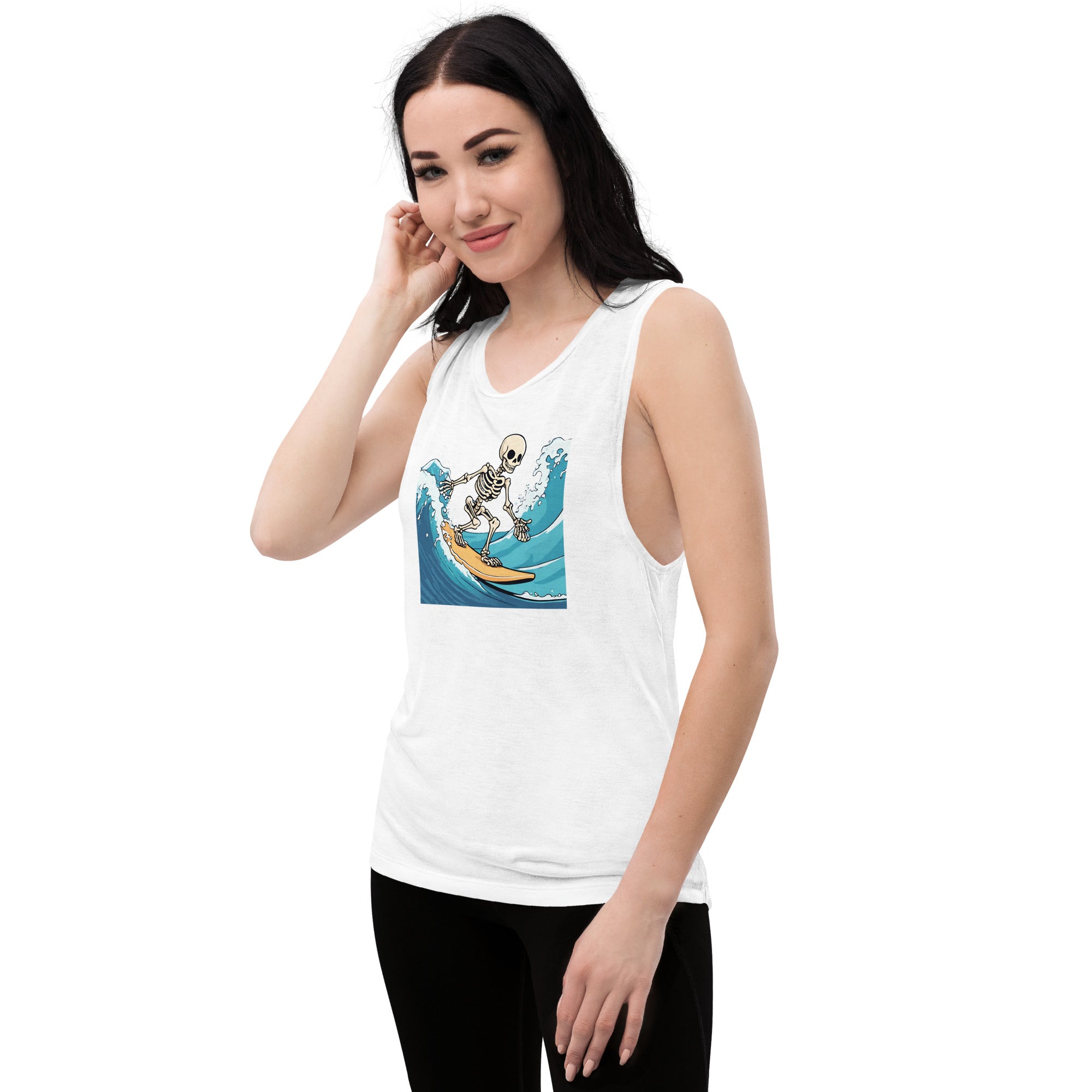 Surfing Skeleton Ladies’ Muscle Tank