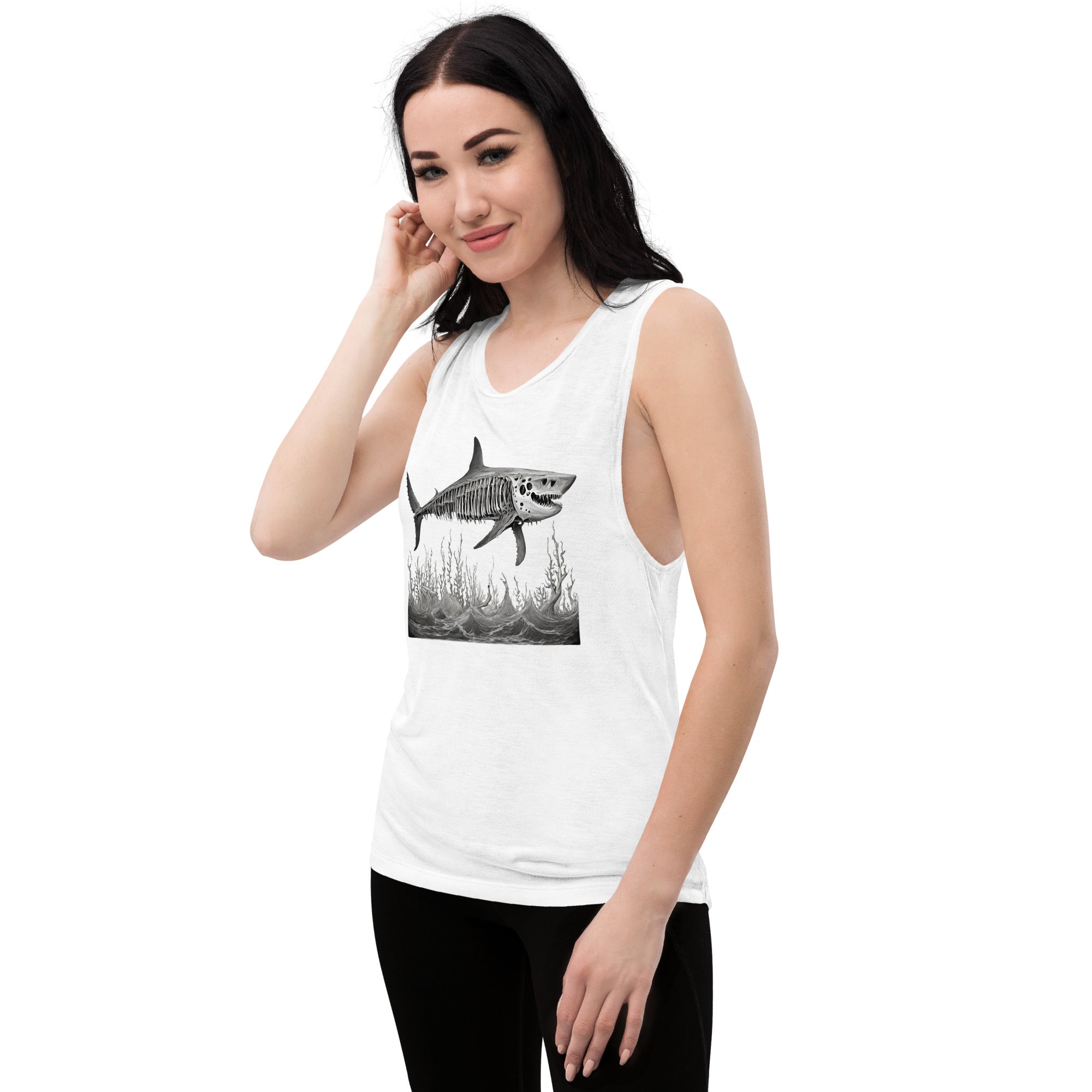 Skeleton Shark Ladies’ Muscle Tank