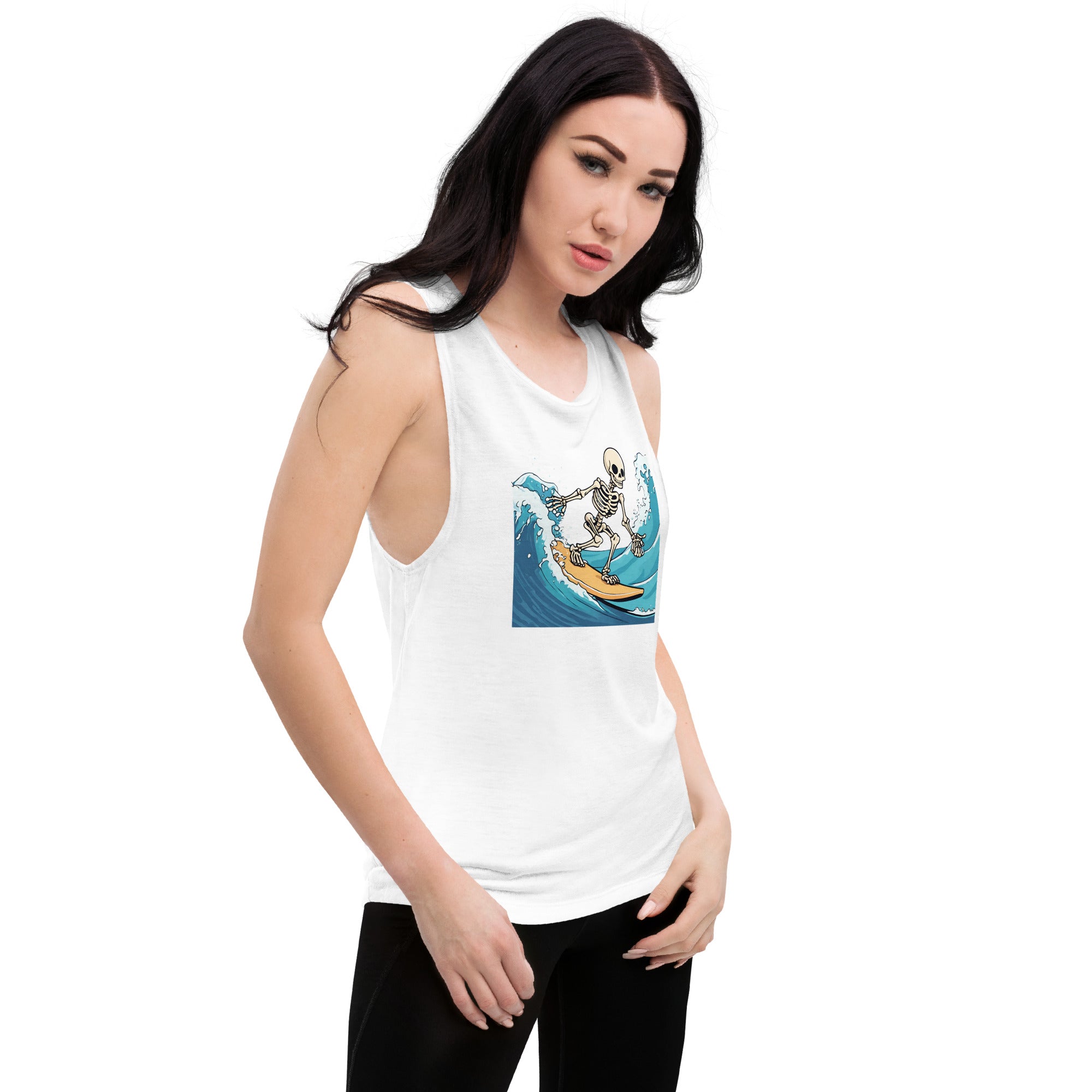 Surfing Skeleton Ladies’ Muscle Tank