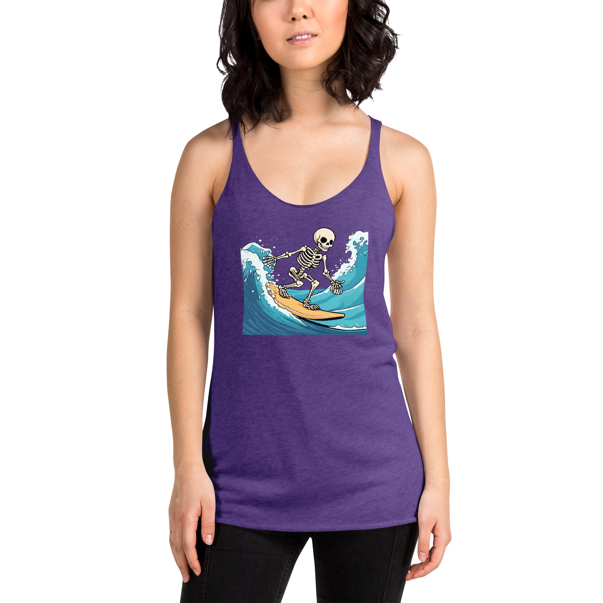 Surfing Skeleton Women's Racerback Tank