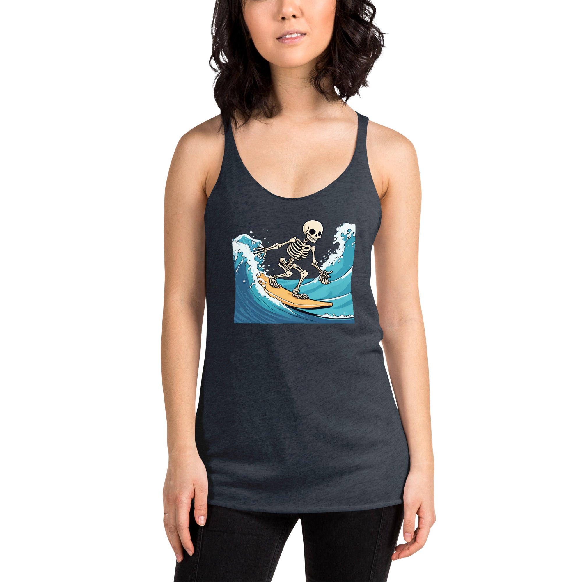 Surfing Skeleton Women's Racerback Tank