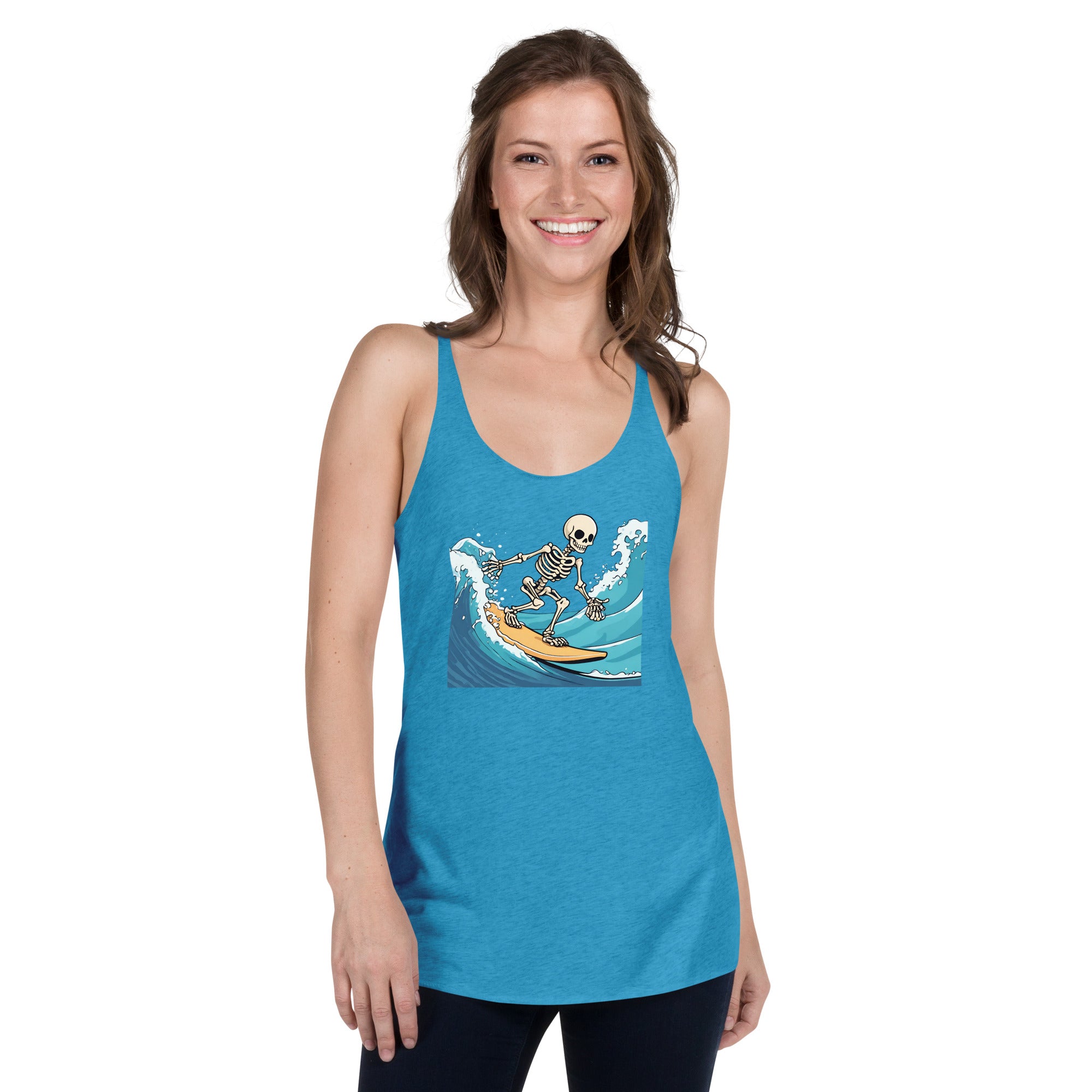 Surfing Skeleton Women's Racerback Tank