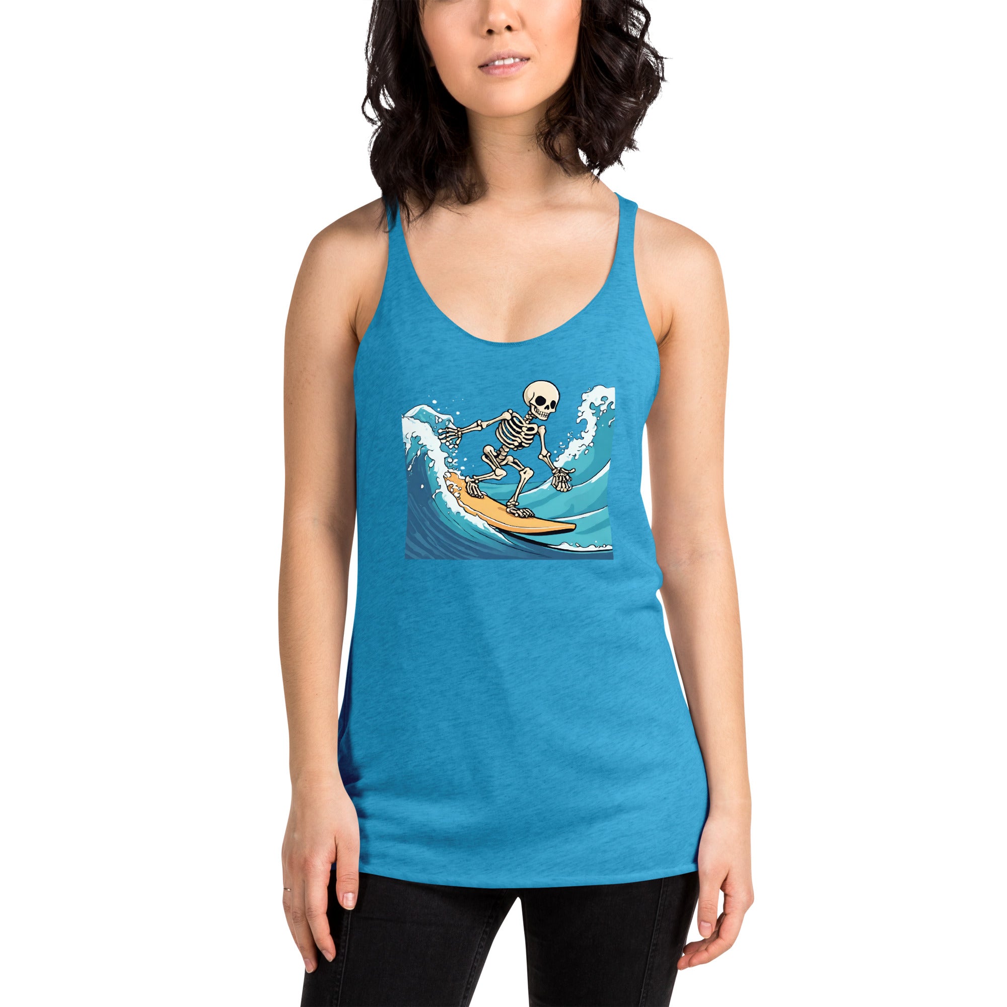 Surfing Skeleton Women's Racerback Tank