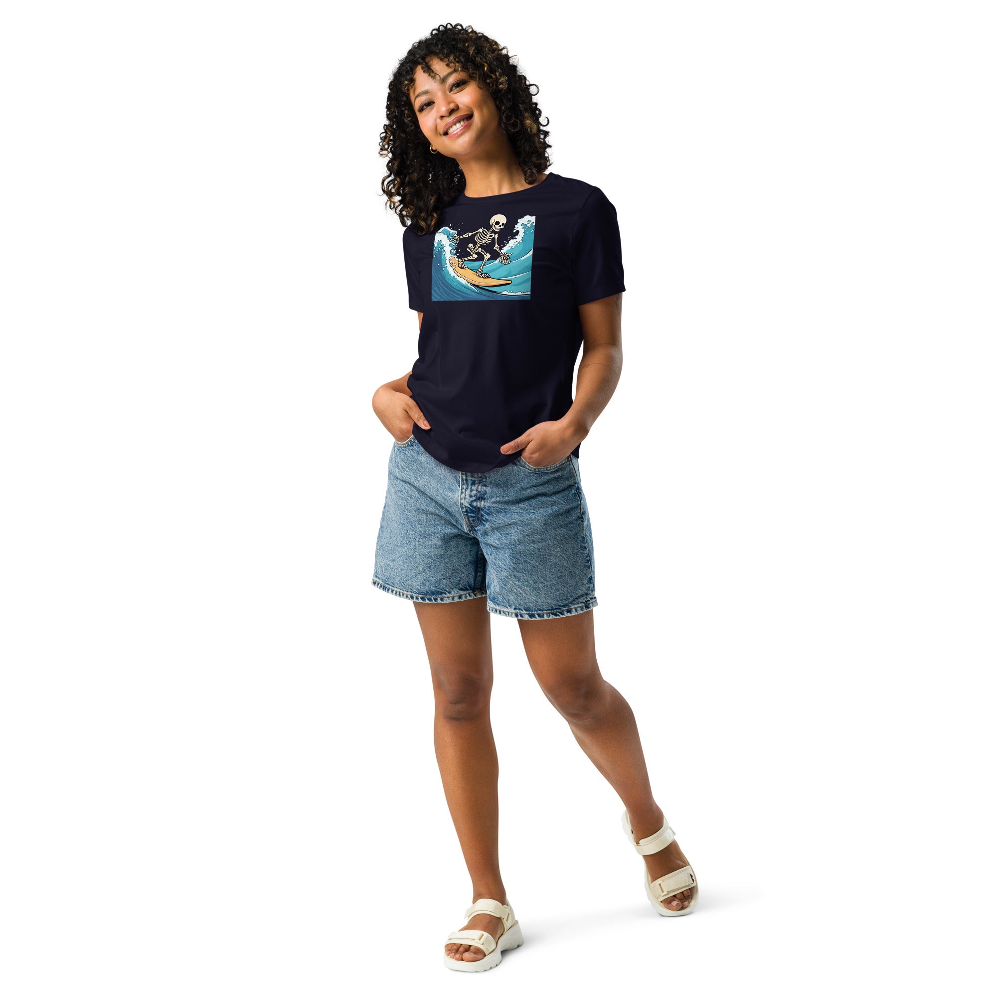 Surfing Skeleton Women's Relaxed T-Shirt