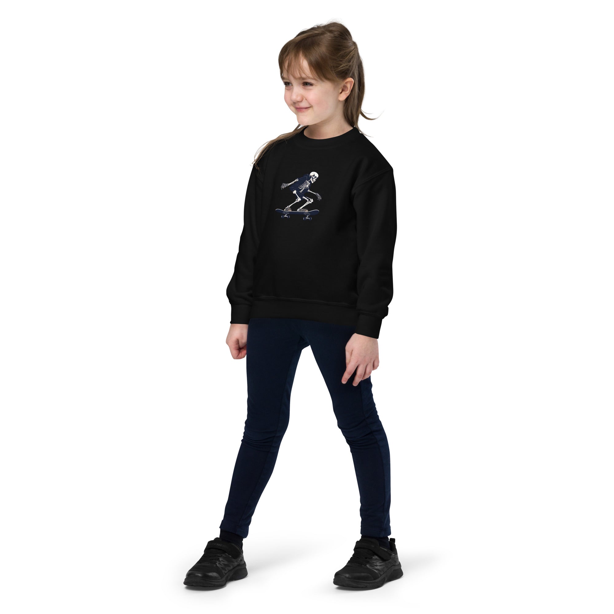 Skateboarding Skeleton Youth Crewneck Sweatshirt