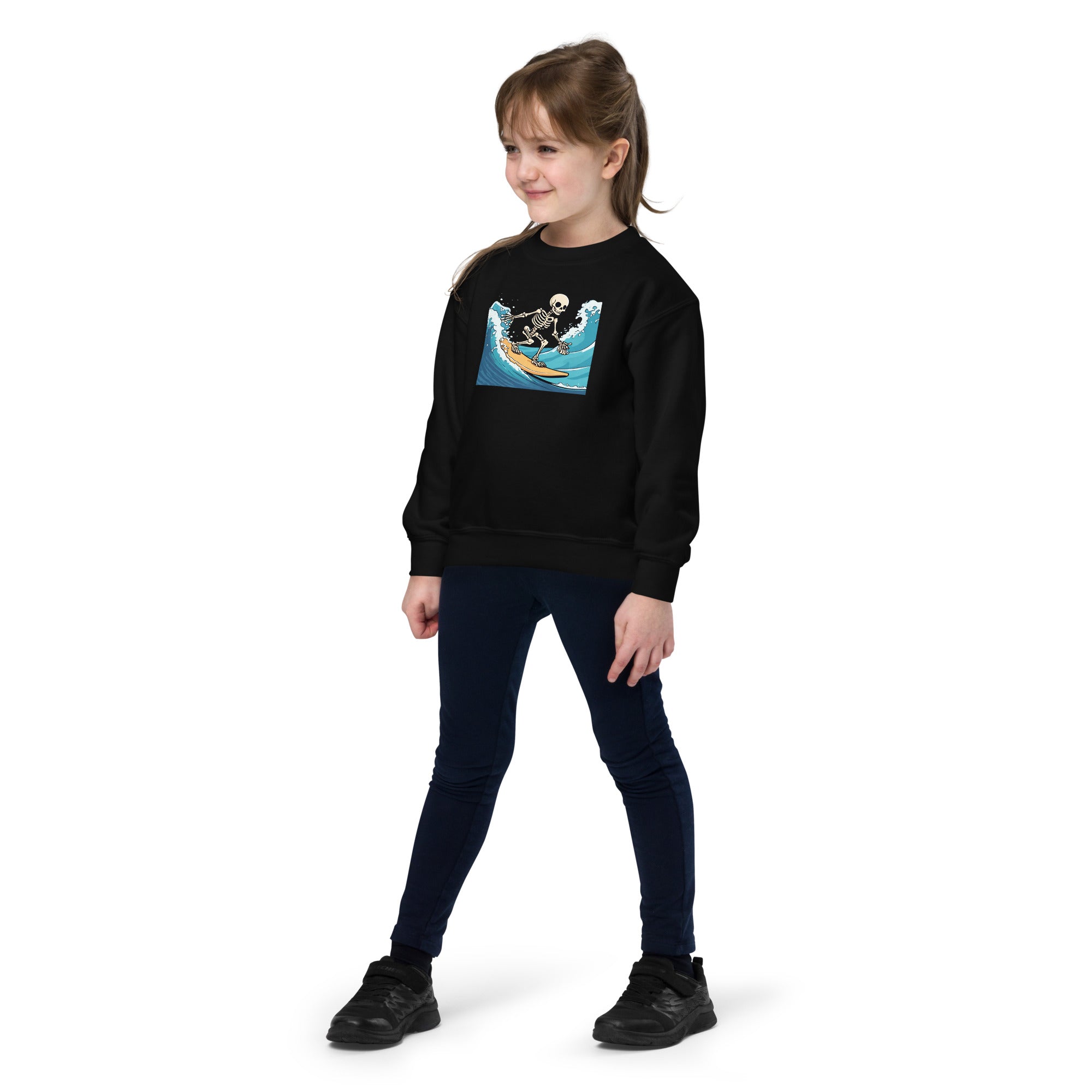 Surfing Skeleton Youth Crewneck Sweatshirt