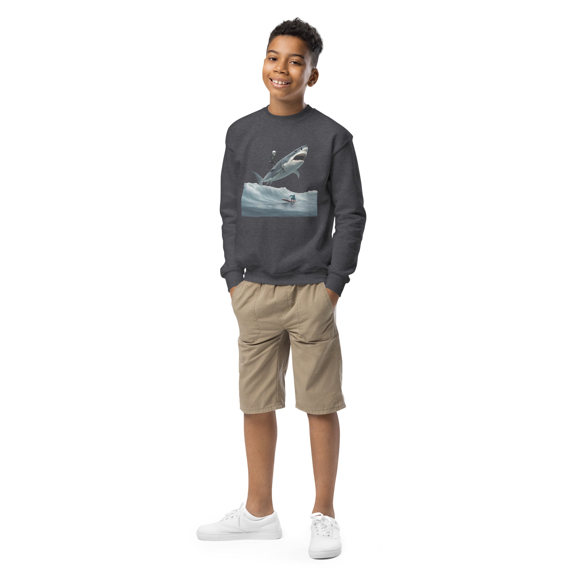 Shark Shredder Youth Crewneck Sweatshirt