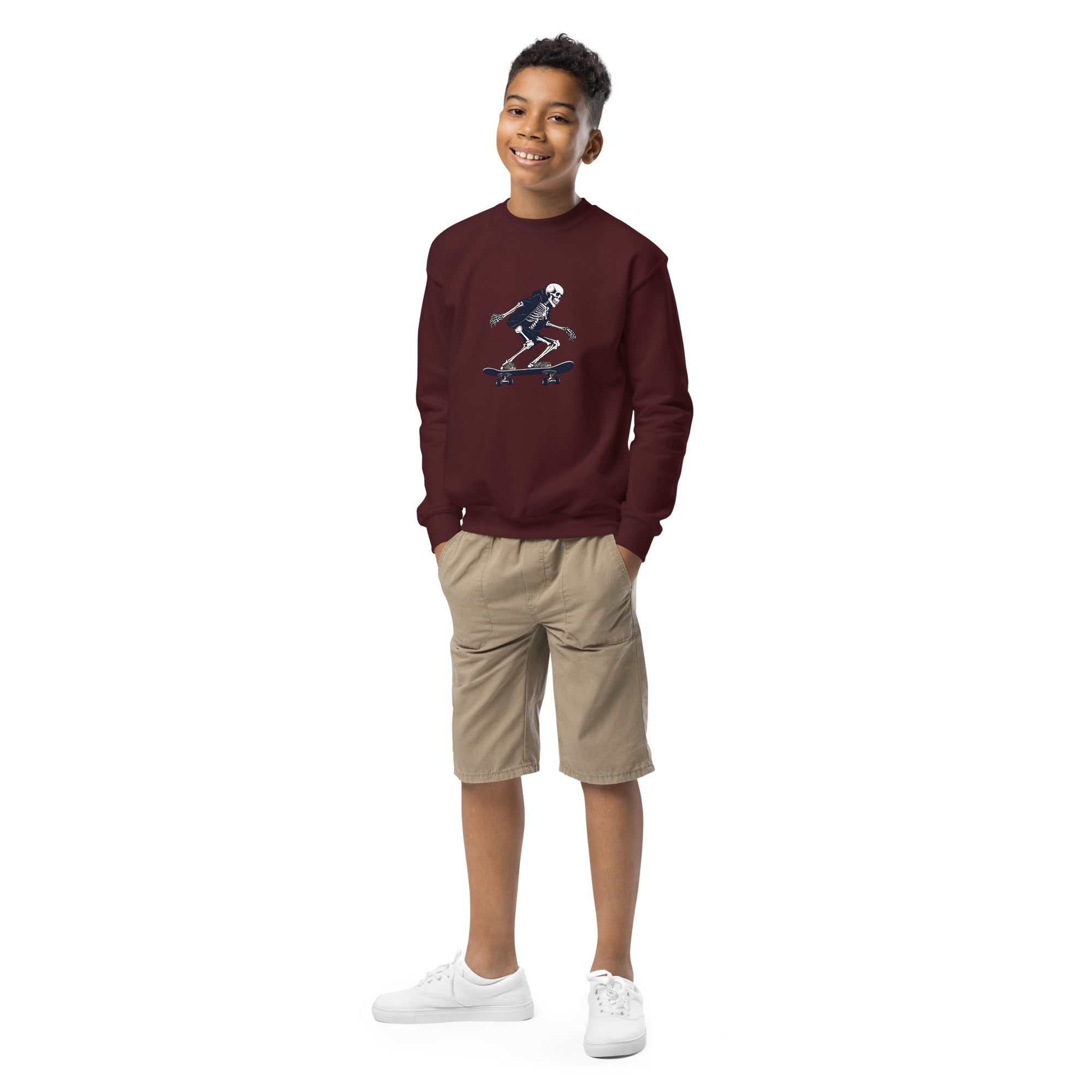 Skateboarding Skeleton Youth Crewneck Sweatshirt