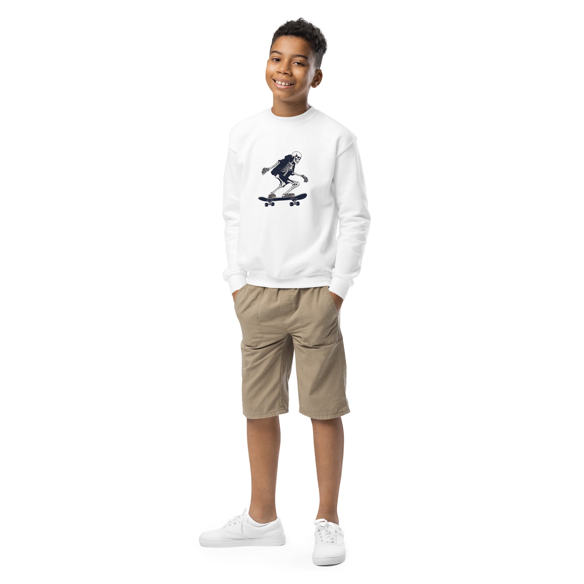 Skateboarding Skeleton Youth Crewneck Sweatshirt