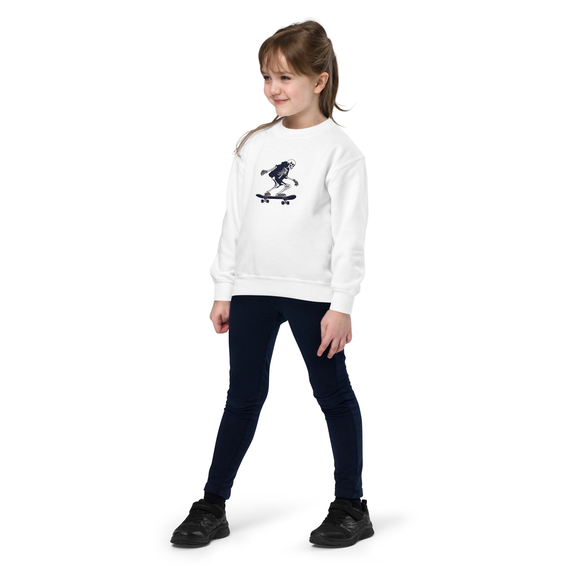 Skateboarding Skeleton Youth Crewneck Sweatshirt