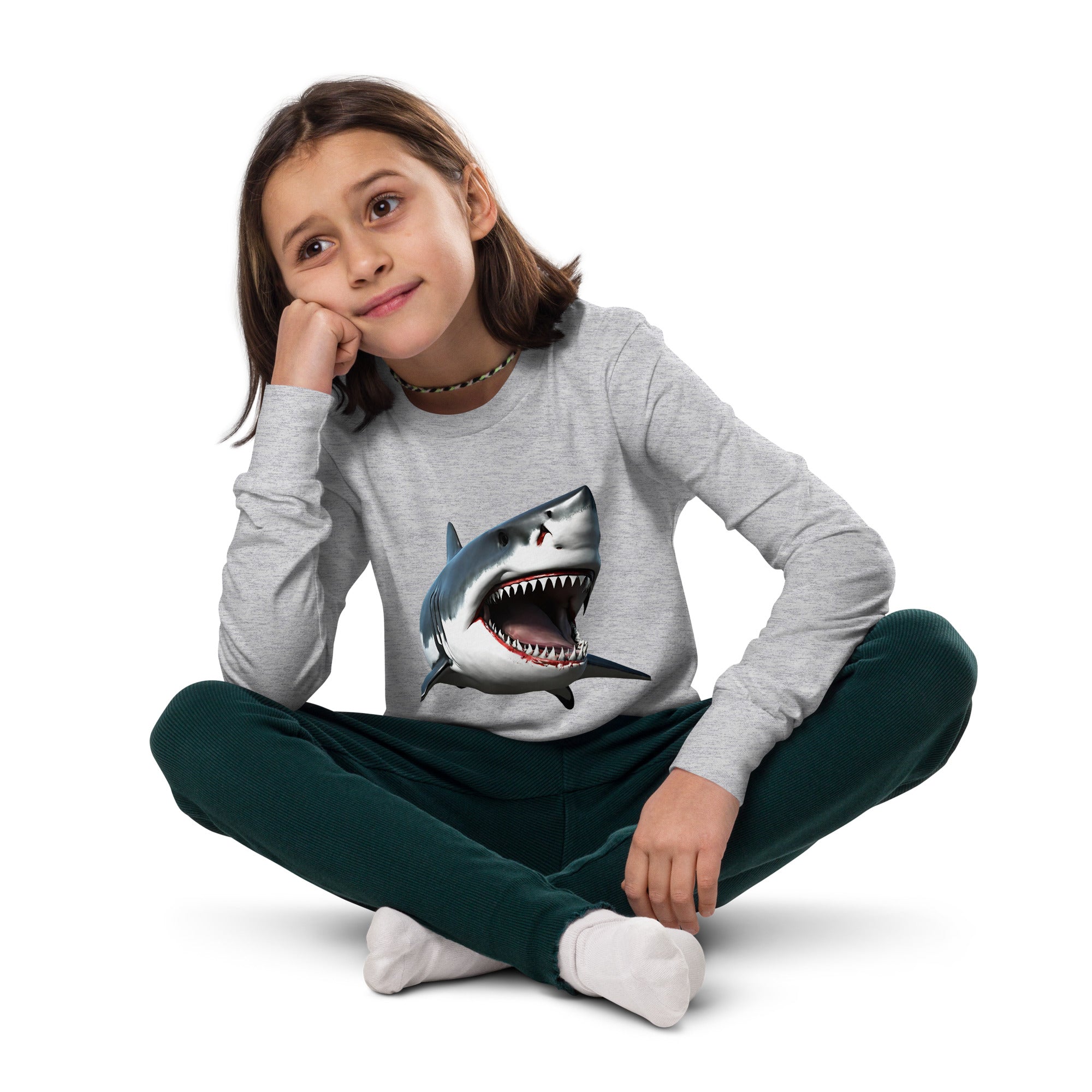 Great White Bite Youth Long Sleeve Shirt