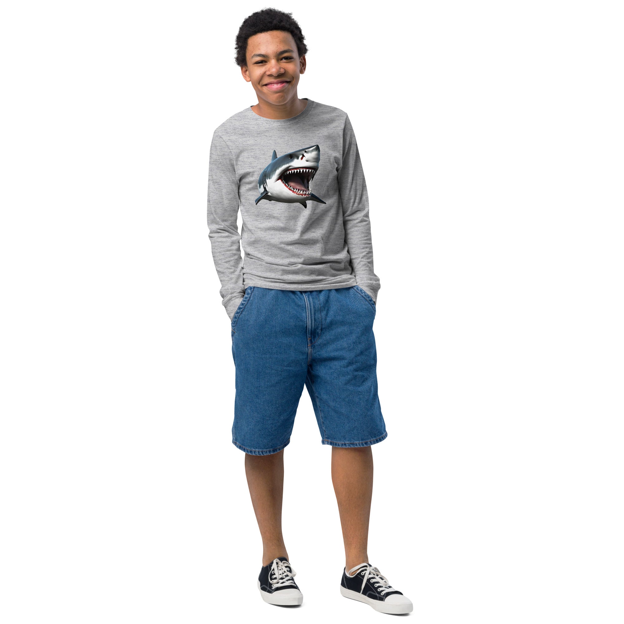 Great White Bite Youth Long Sleeve Shirt