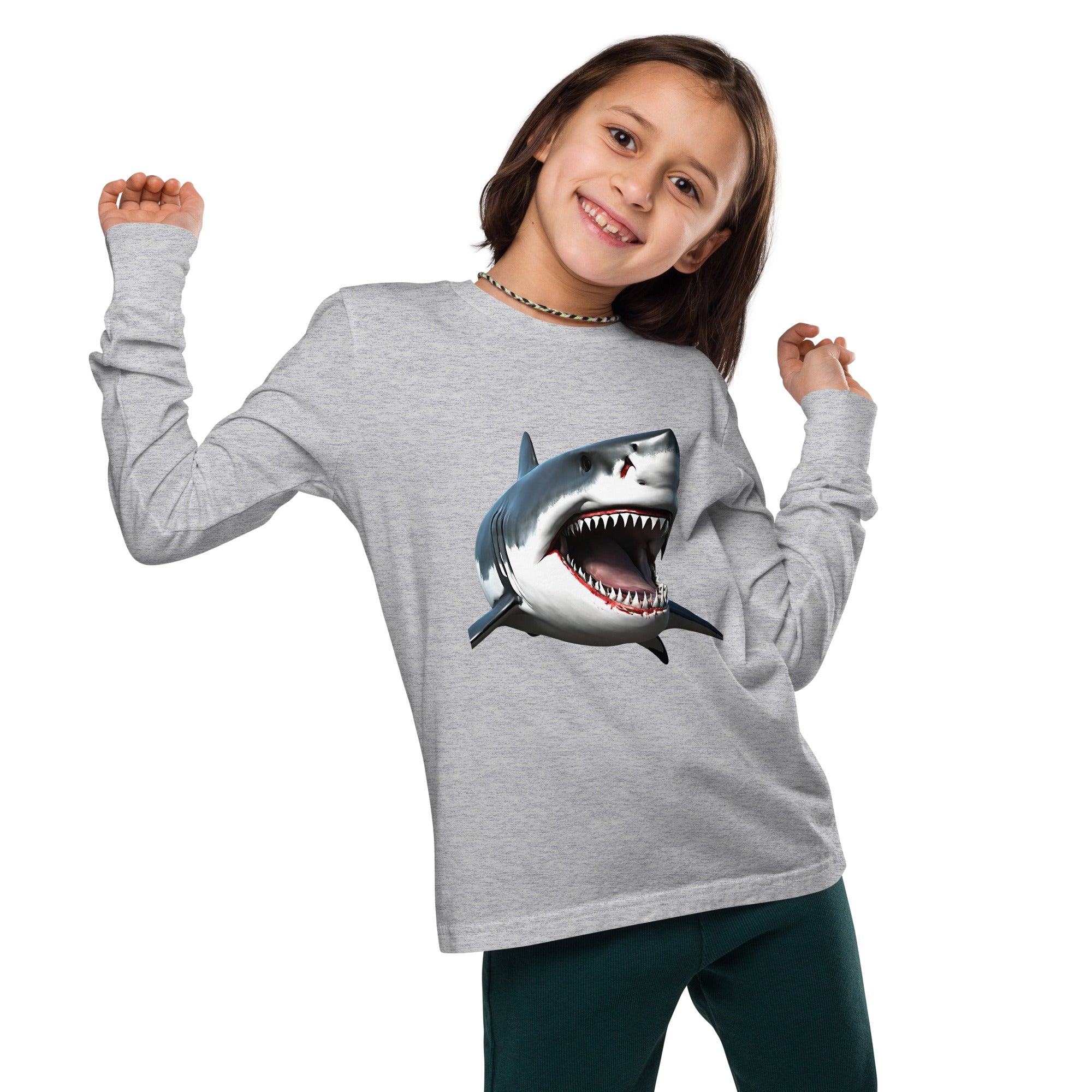 Great White Bite Youth Long Sleeve Shirt