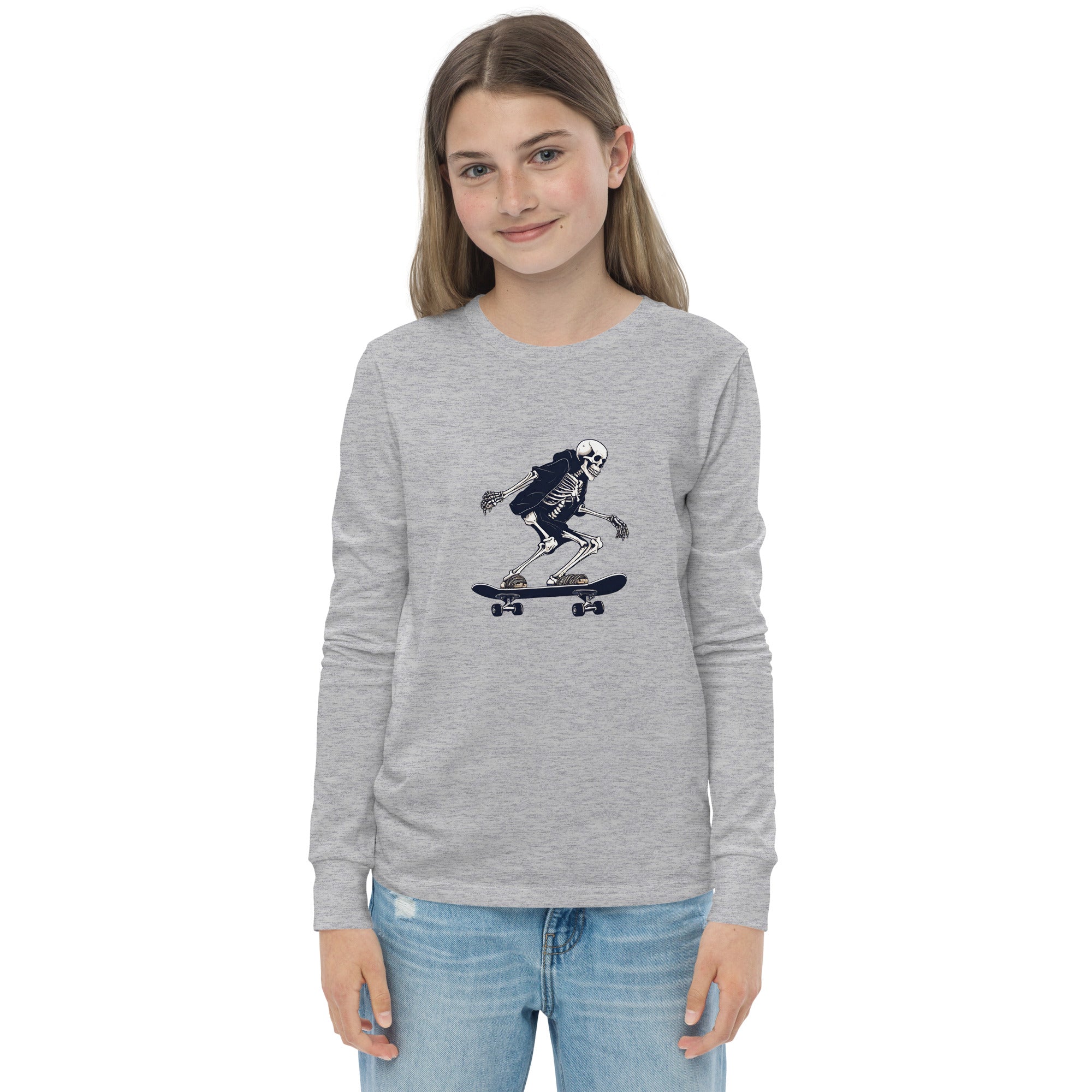 Skateboarding Skeleton Youth Long Sleeve Shirt