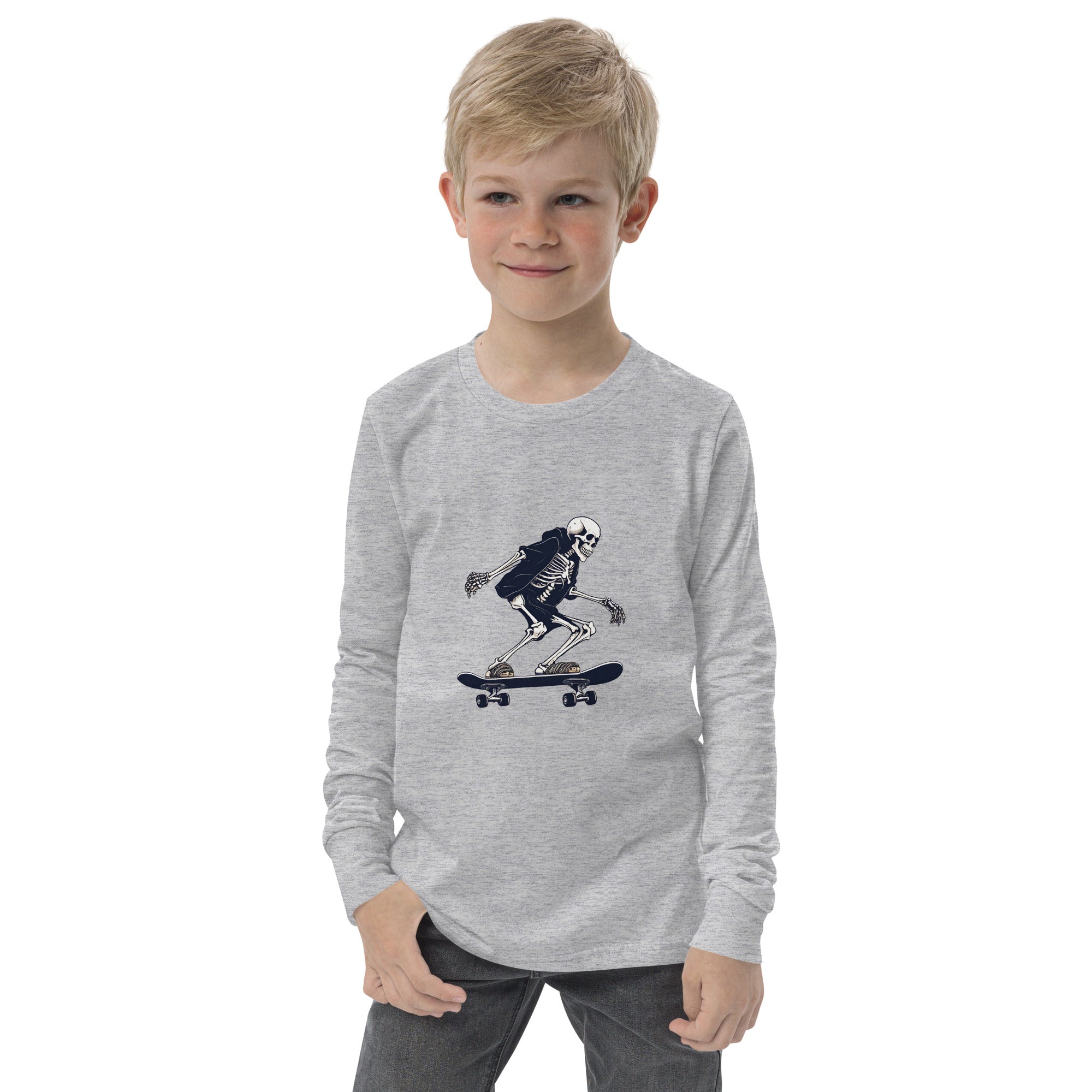 Skateboarding Skeleton Youth Long Sleeve Shirt