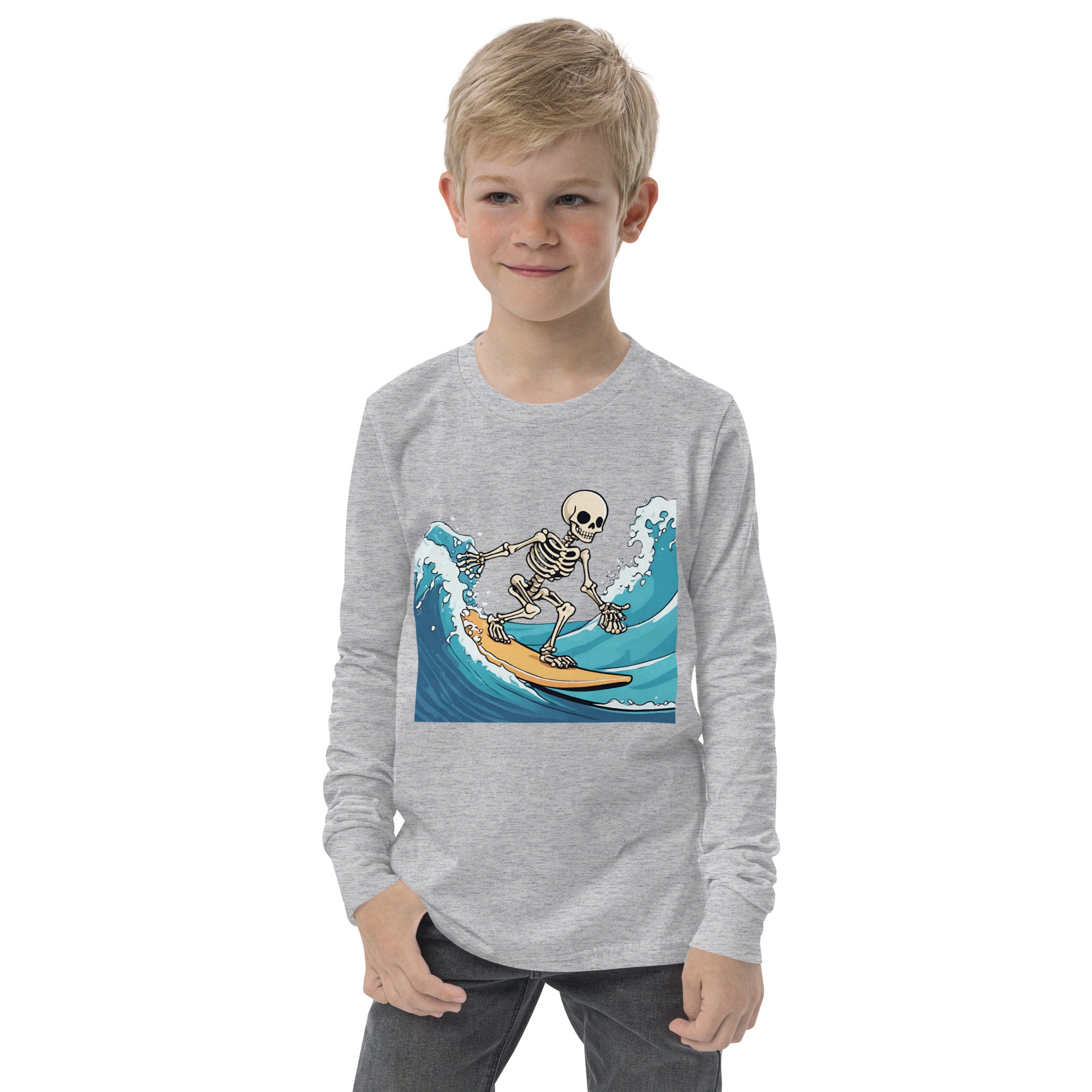 Surfing Skeleton Youth Long Sleeve Shirt