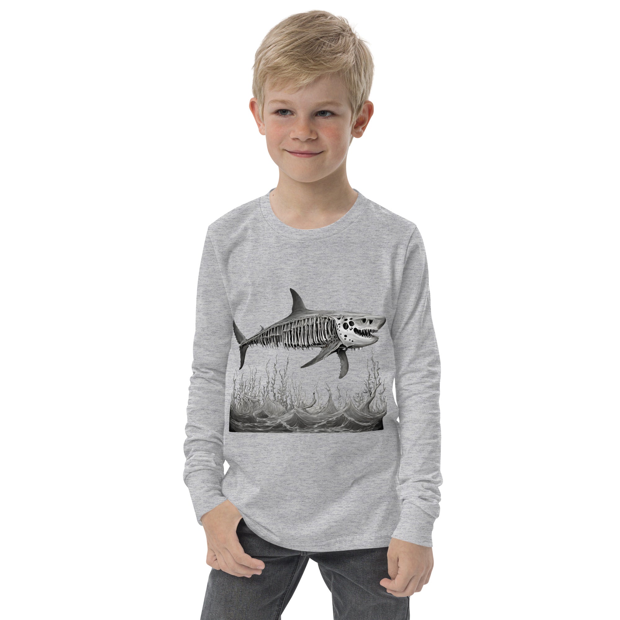 Skeleton Shark Youth Long Sleeve Shirt