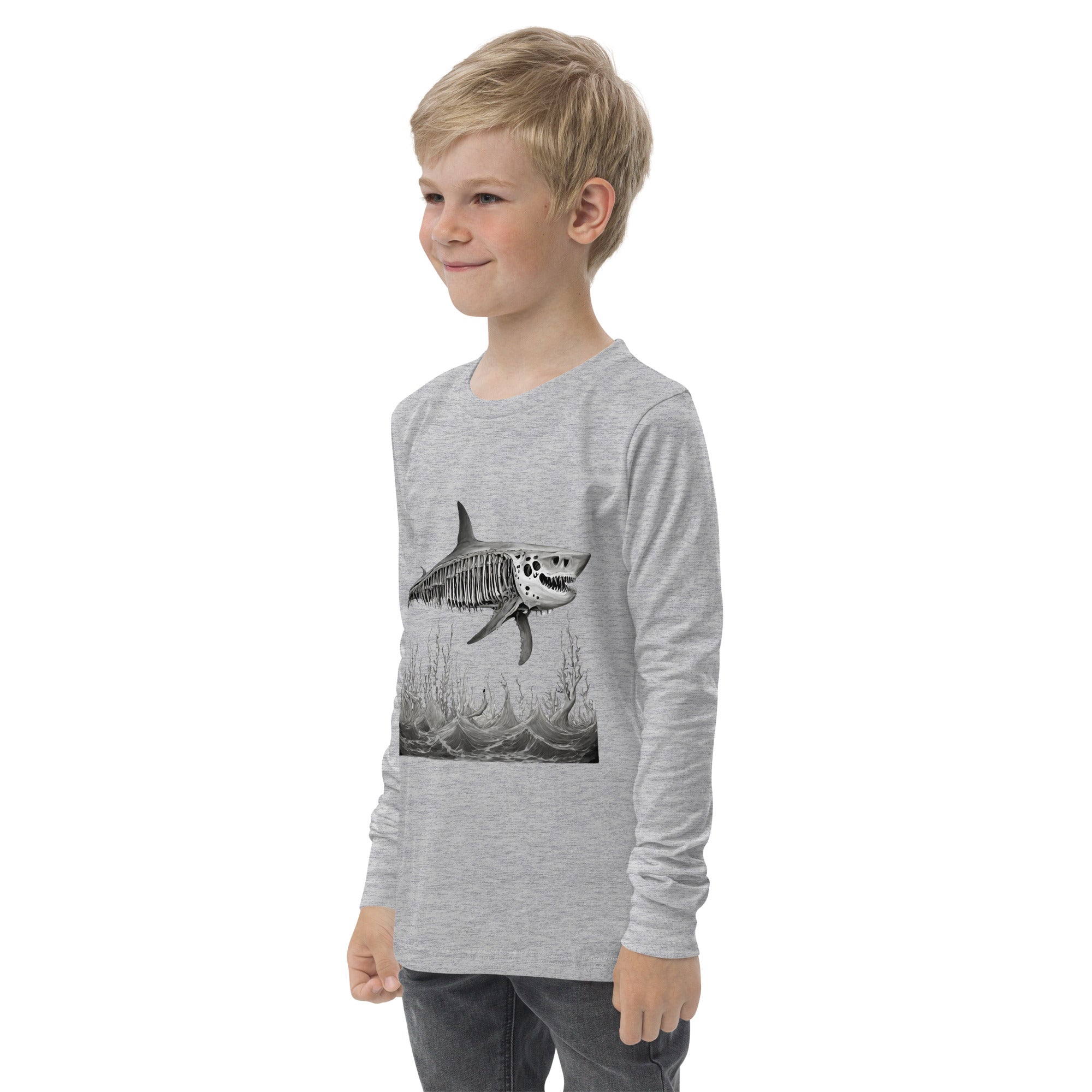 Skeleton Shark Youth Long Sleeve Shirt