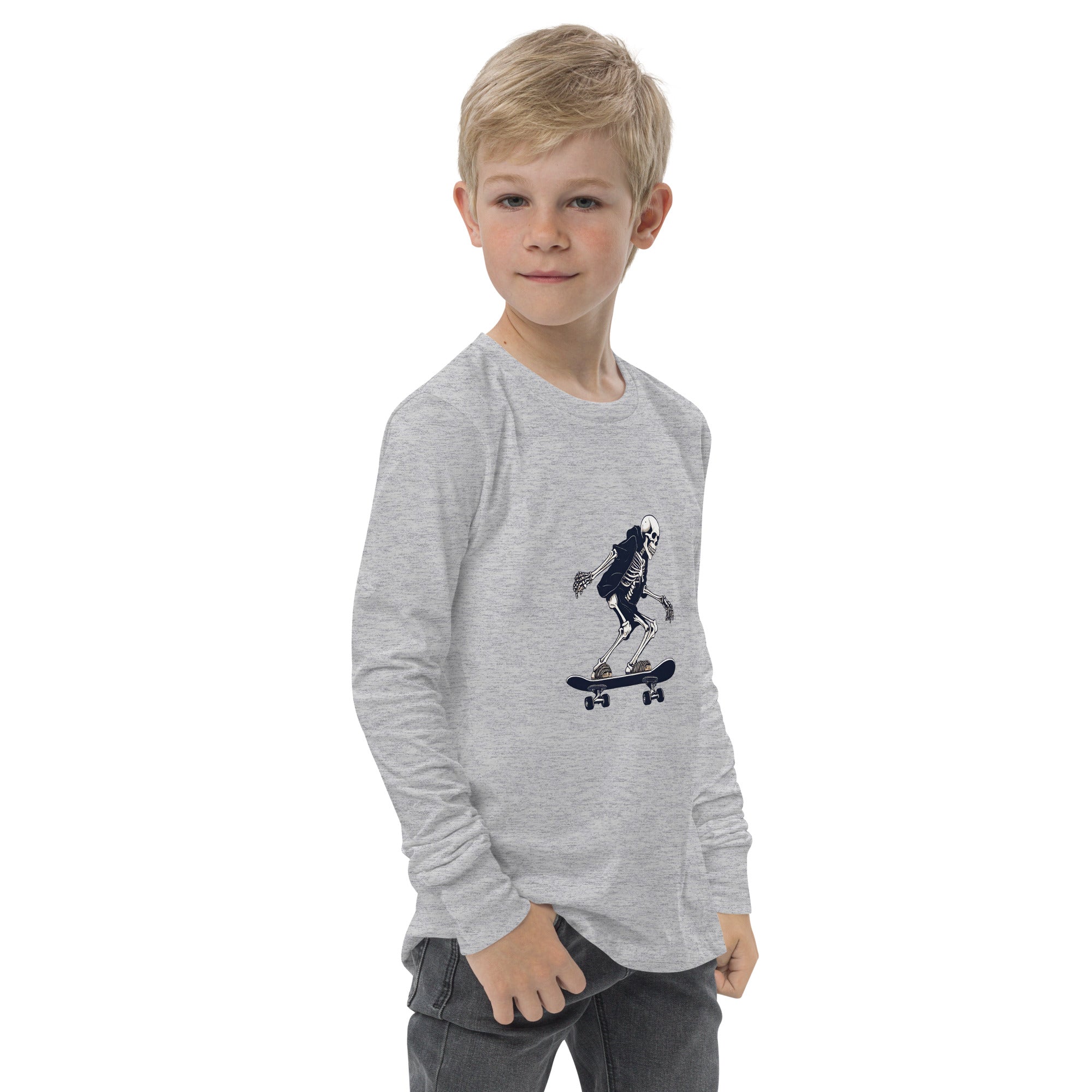 Skateboarding Skeleton Youth Long Sleeve Shirt