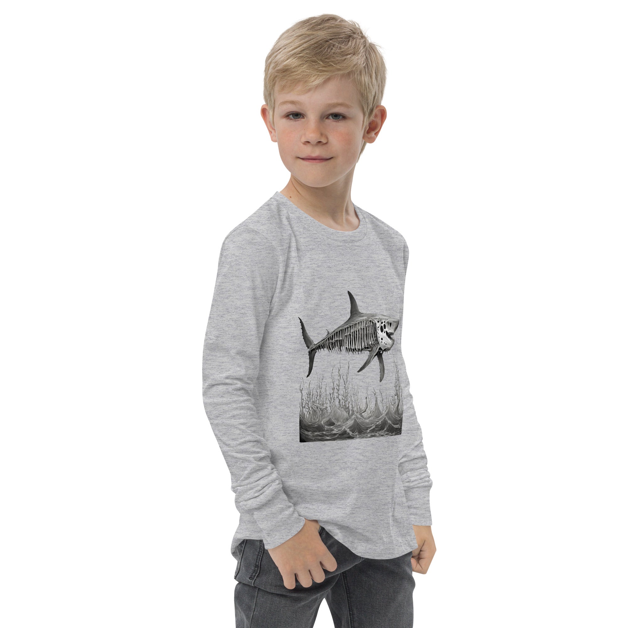 Skeleton Shark Youth Long Sleeve Shirt