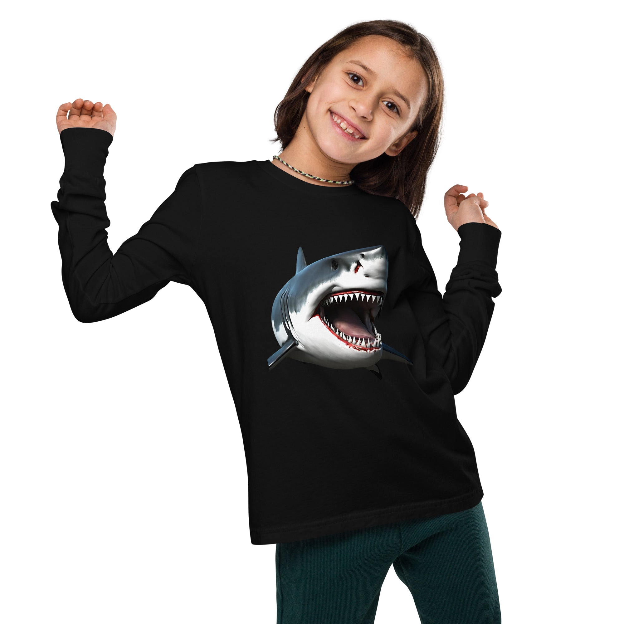 Great White Bite Youth Long Sleeve Shirt