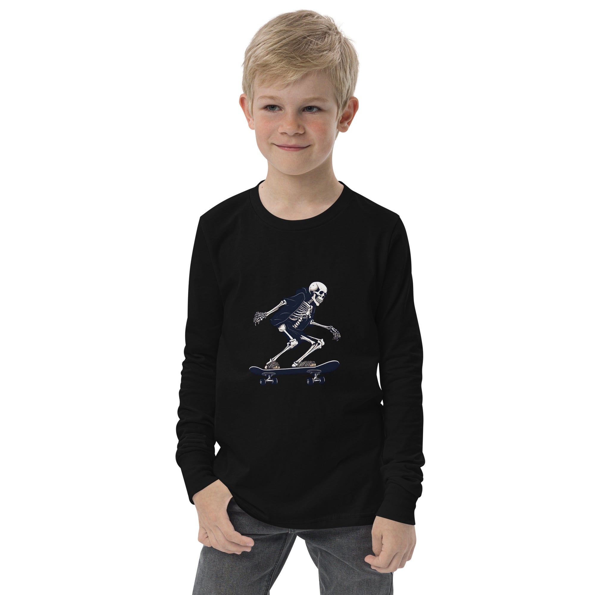 Skateboarding Skeleton Youth Long Sleeve Shirt