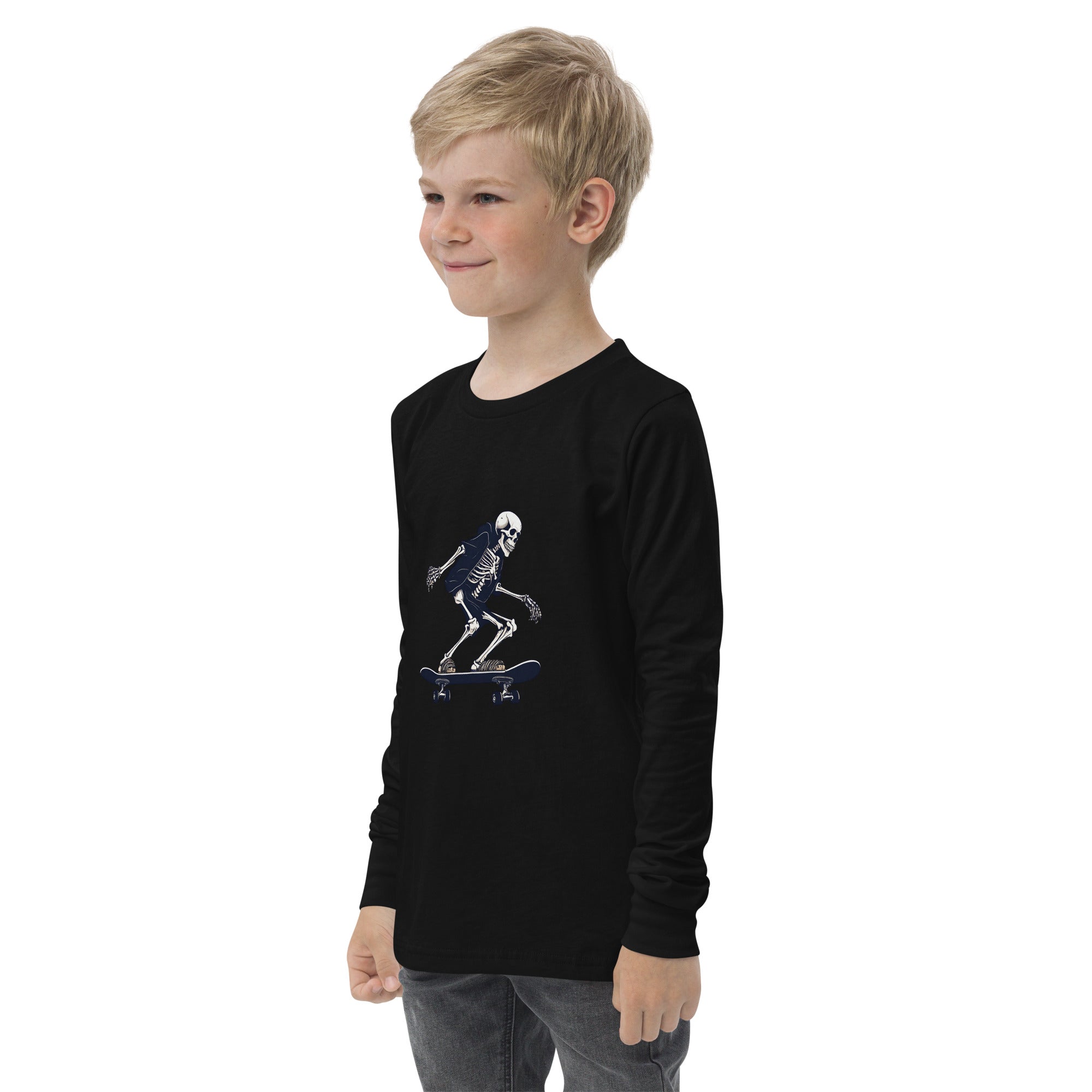 Skateboarding Skeleton Youth Long Sleeve Shirt