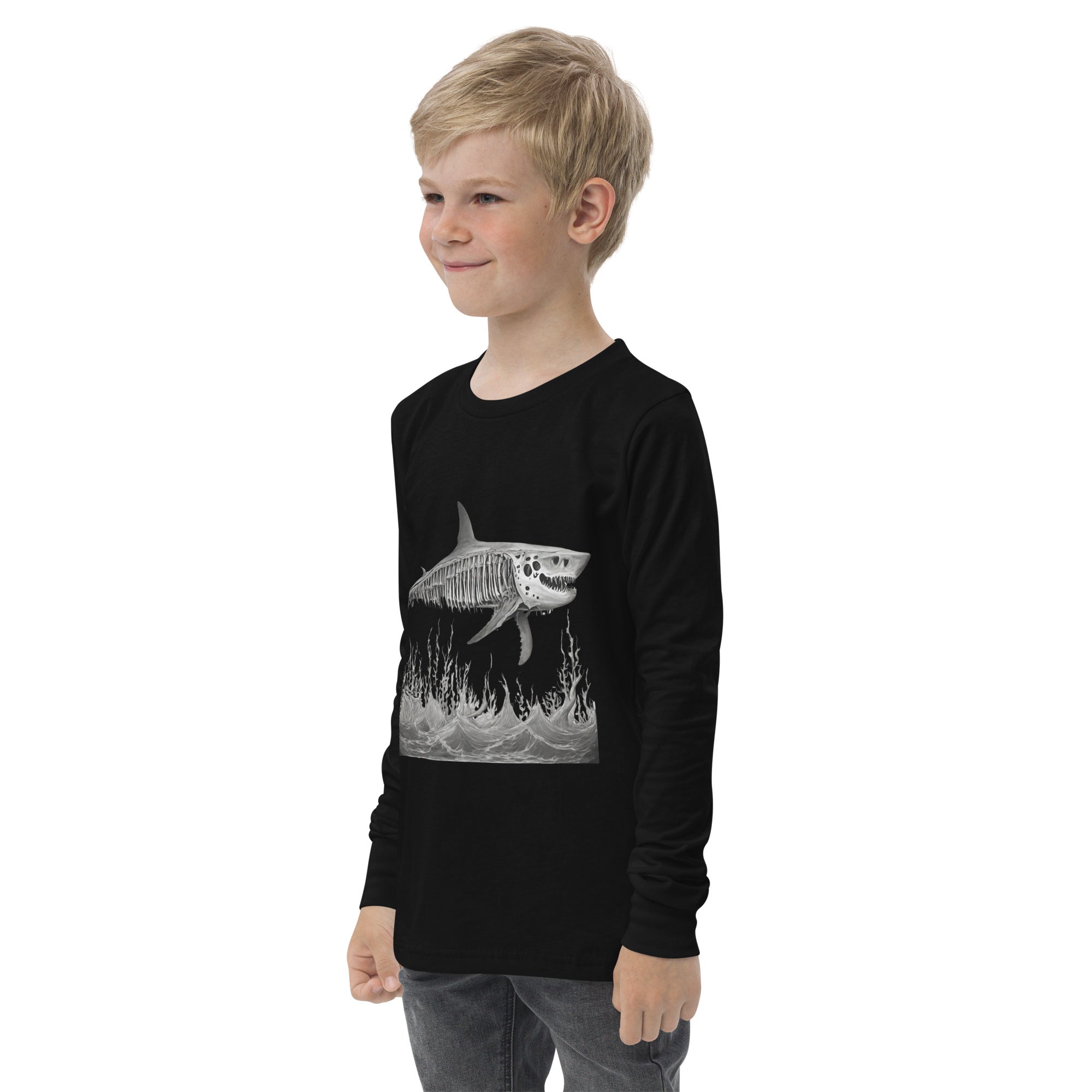 Skeleton Shark Youth Long Sleeve Shirt