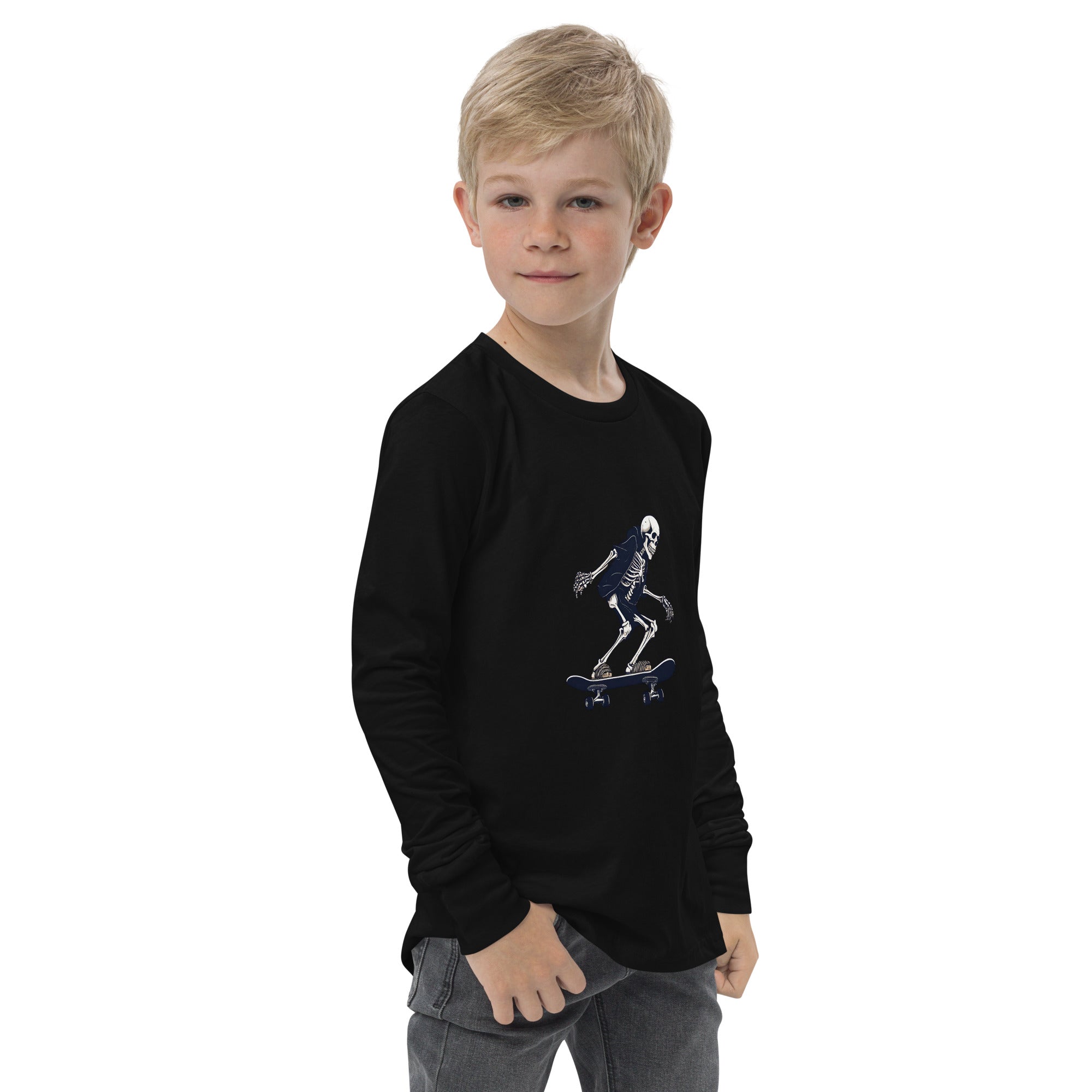 Skateboarding Skeleton Youth Long Sleeve Shirt