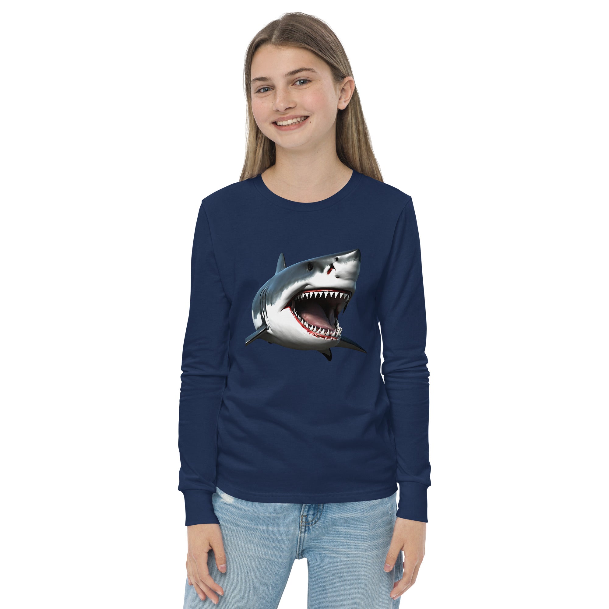 Great White Bite Youth Long Sleeve Shirt