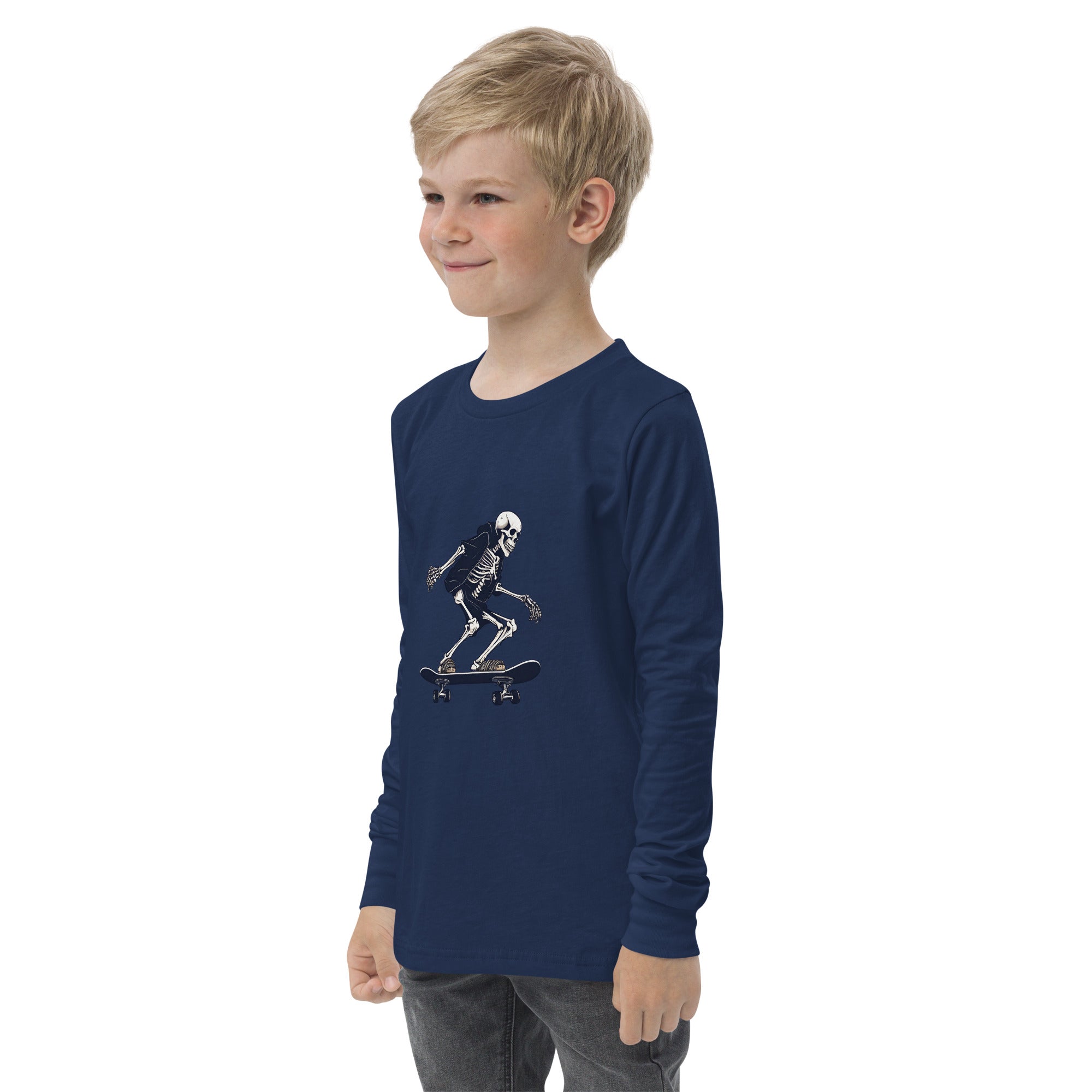 Skateboarding Skeleton Youth Long Sleeve Shirt