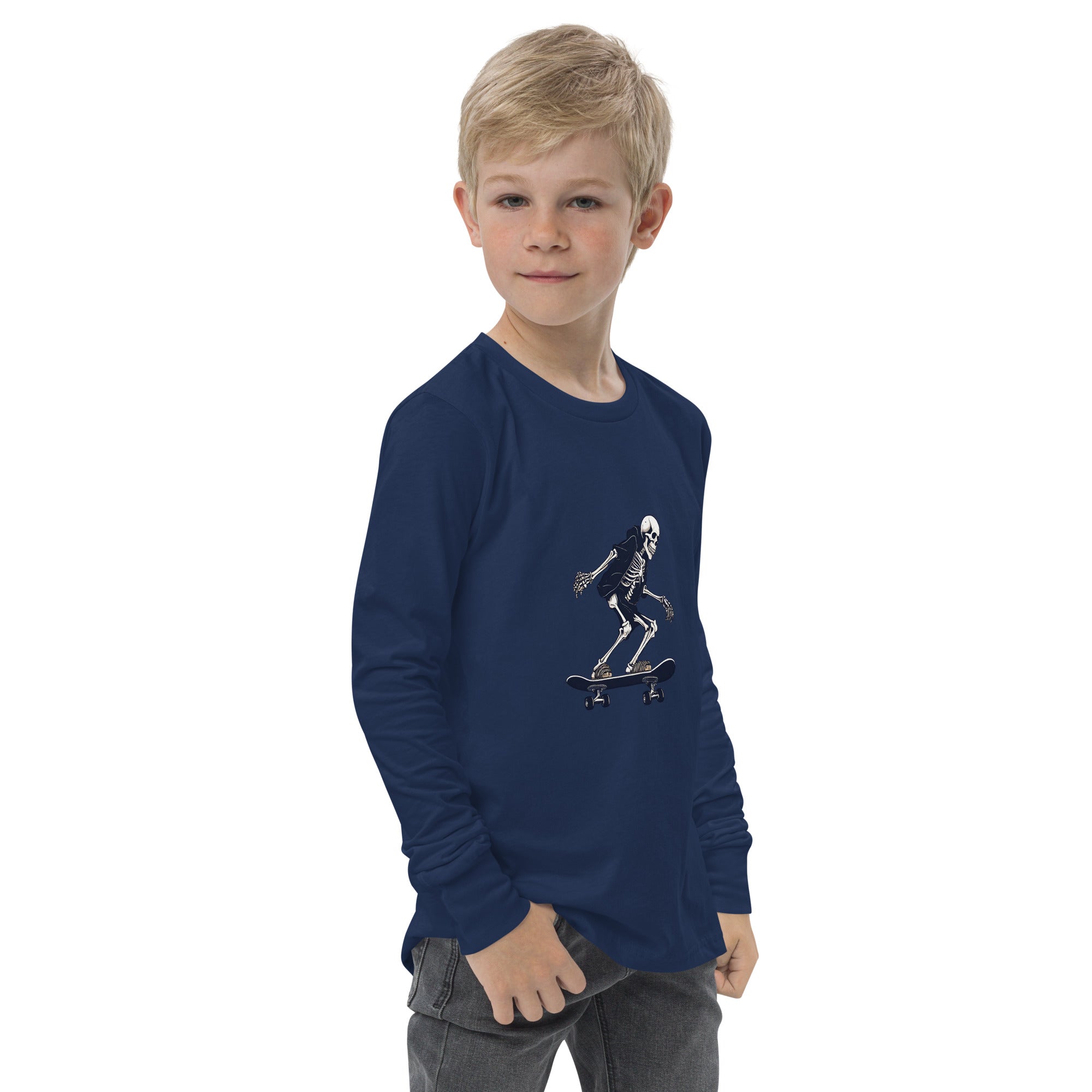 Skateboarding Skeleton Youth Long Sleeve Shirt