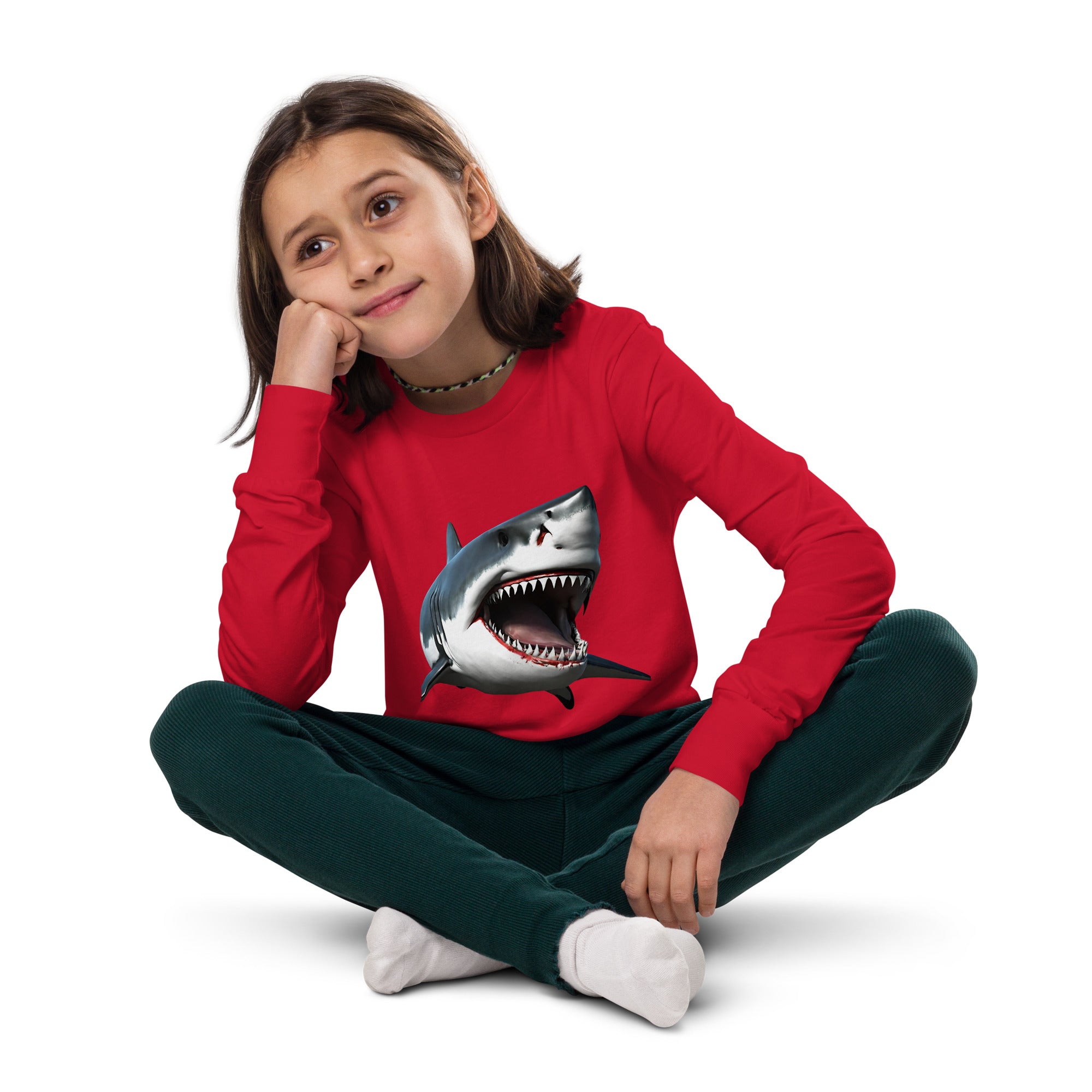 Great White Bite Youth Long Sleeve Shirt