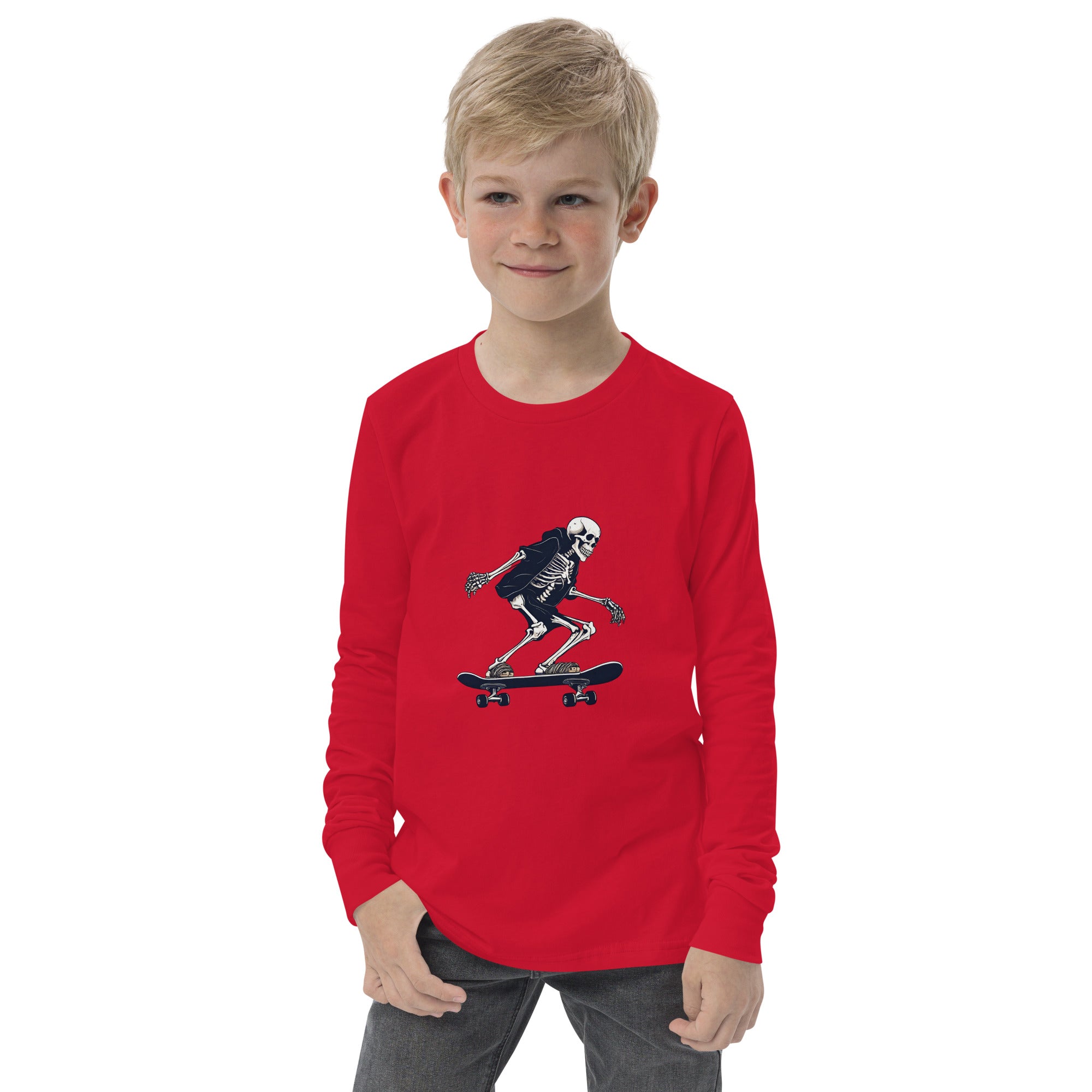 Skateboarding Skeleton Youth Long Sleeve Shirt