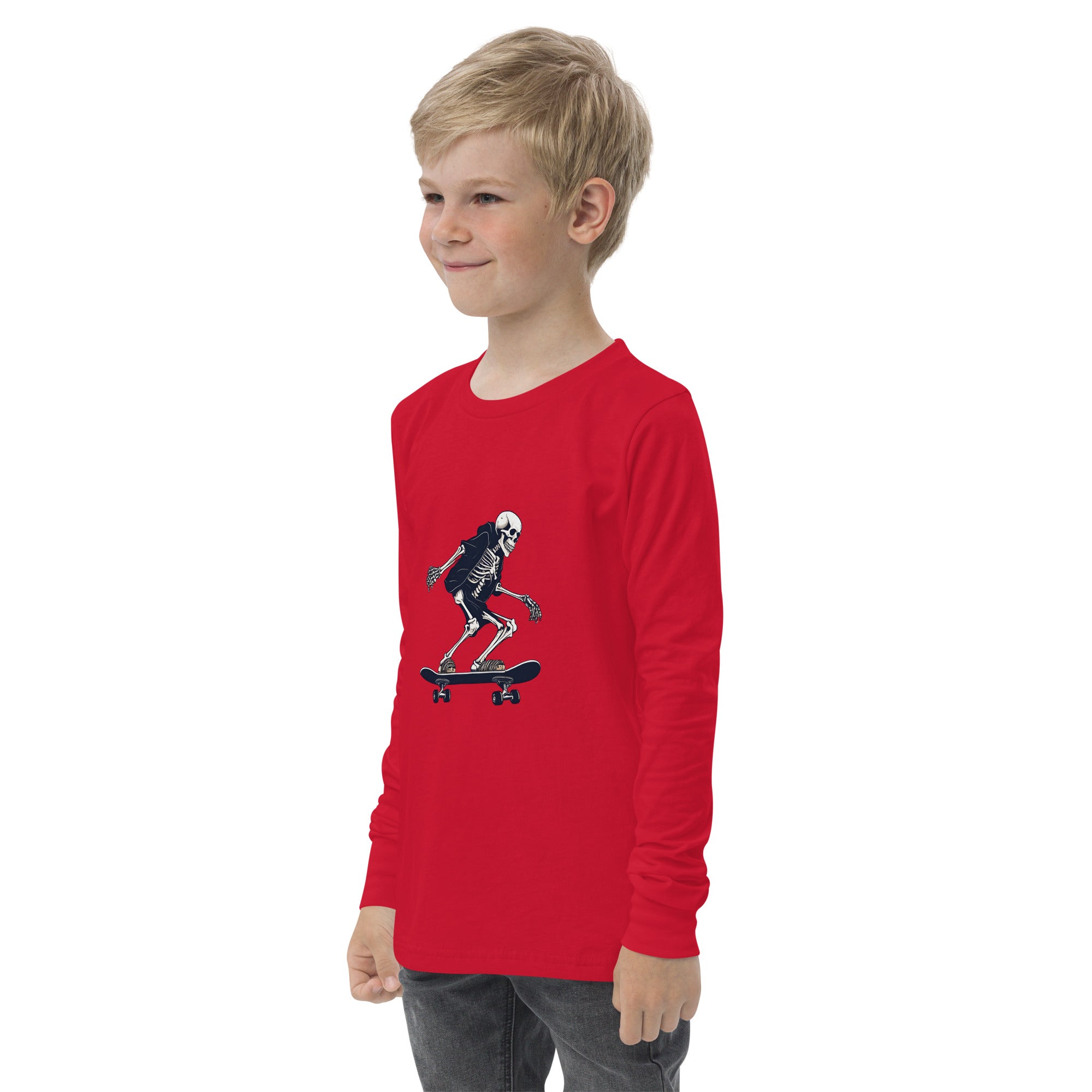 Skateboarding Skeleton Youth Long Sleeve Shirt