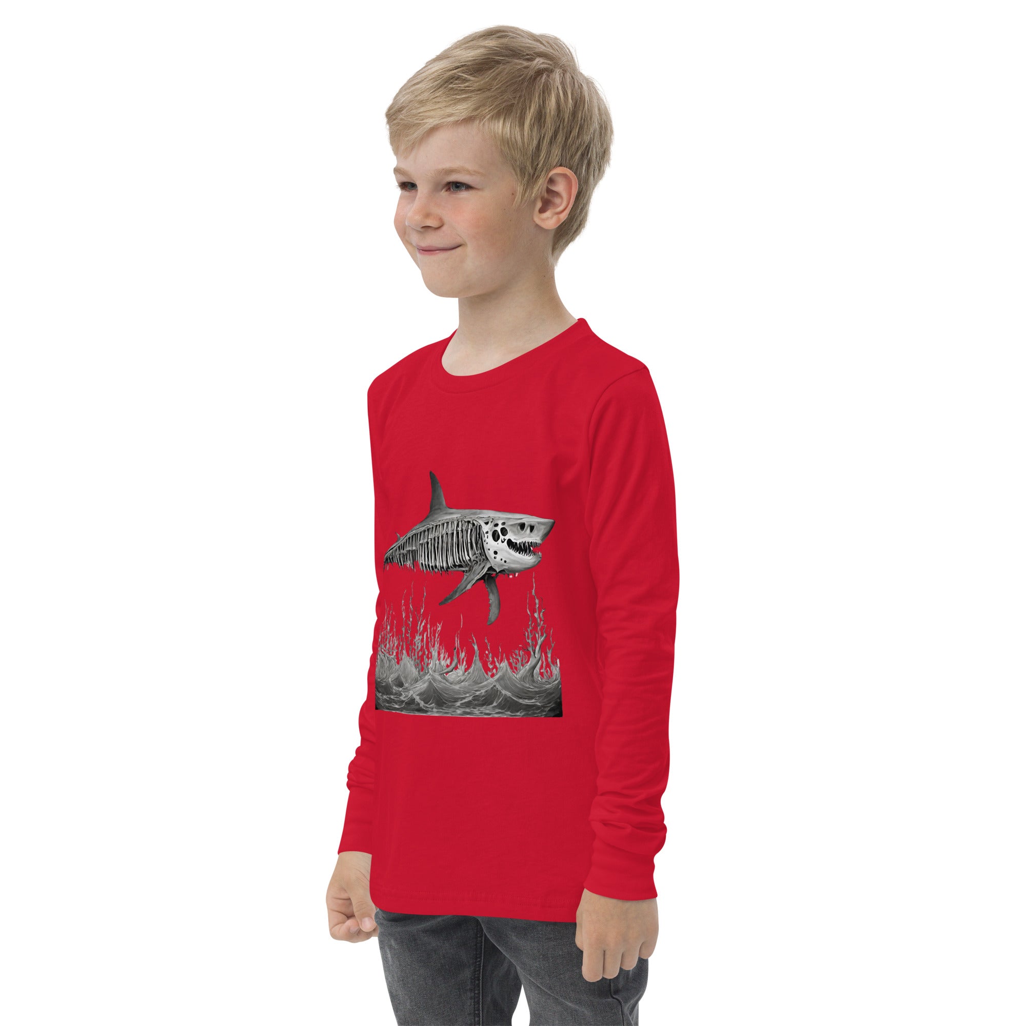 Skeleton Shark Youth Long Sleeve Shirt