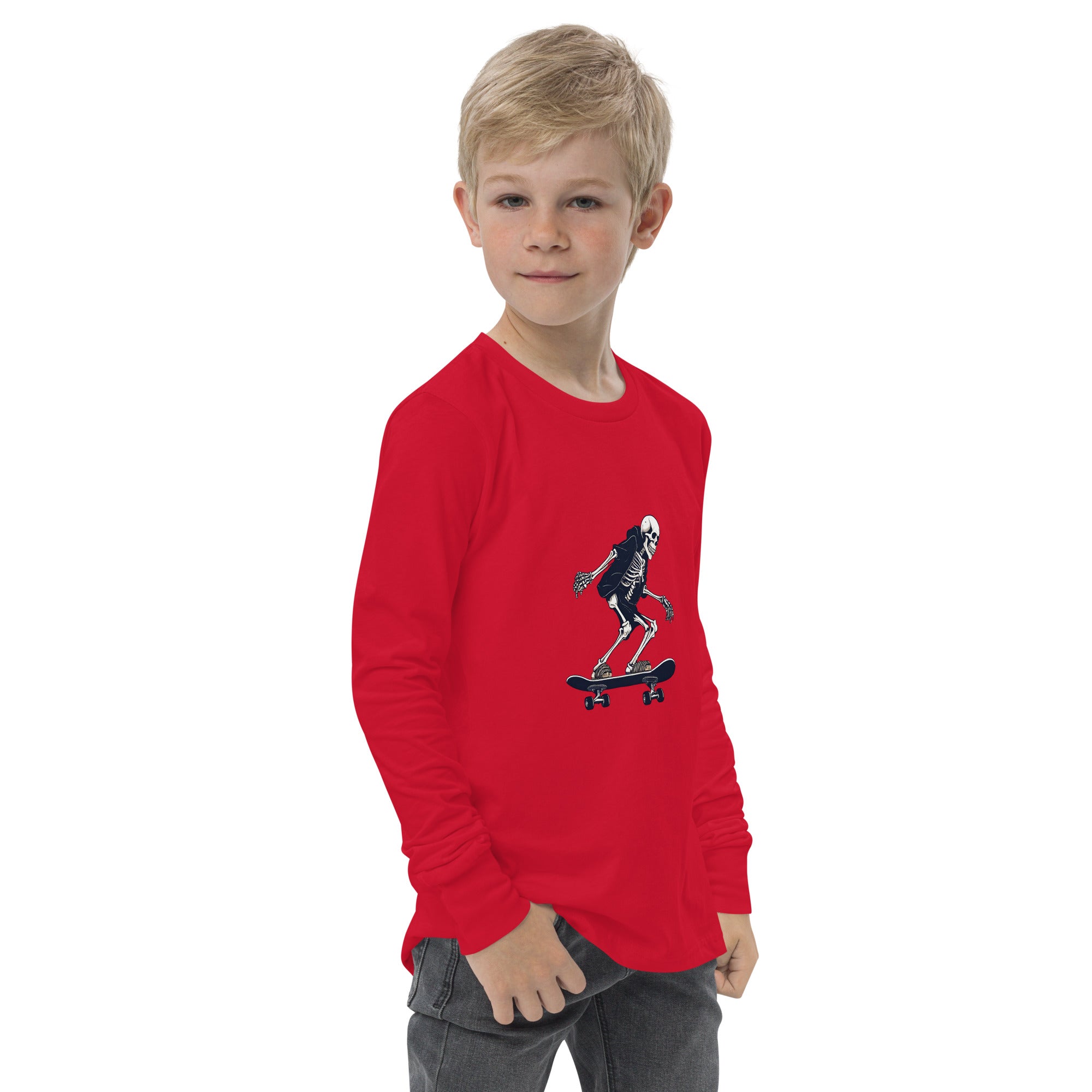 Skateboarding Skeleton Youth Long Sleeve Shirt