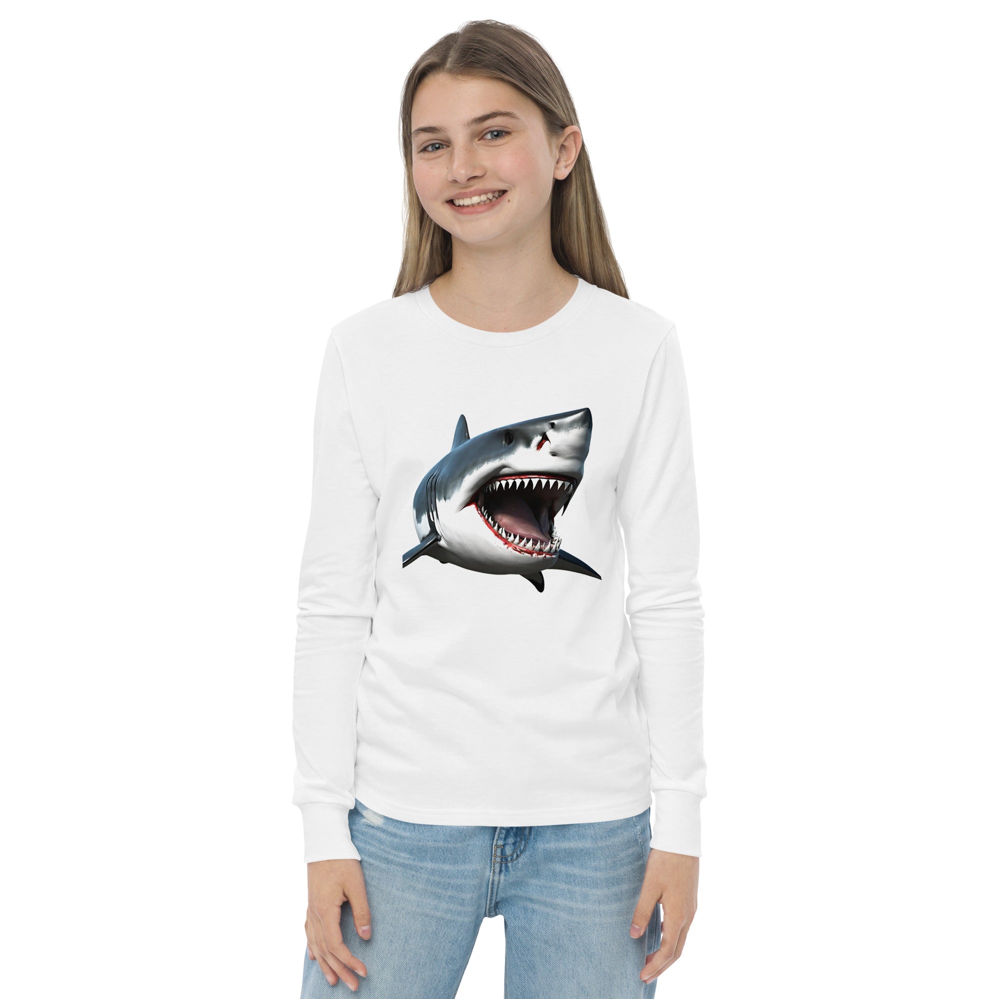 Great White Bite Youth Long Sleeve Shirt