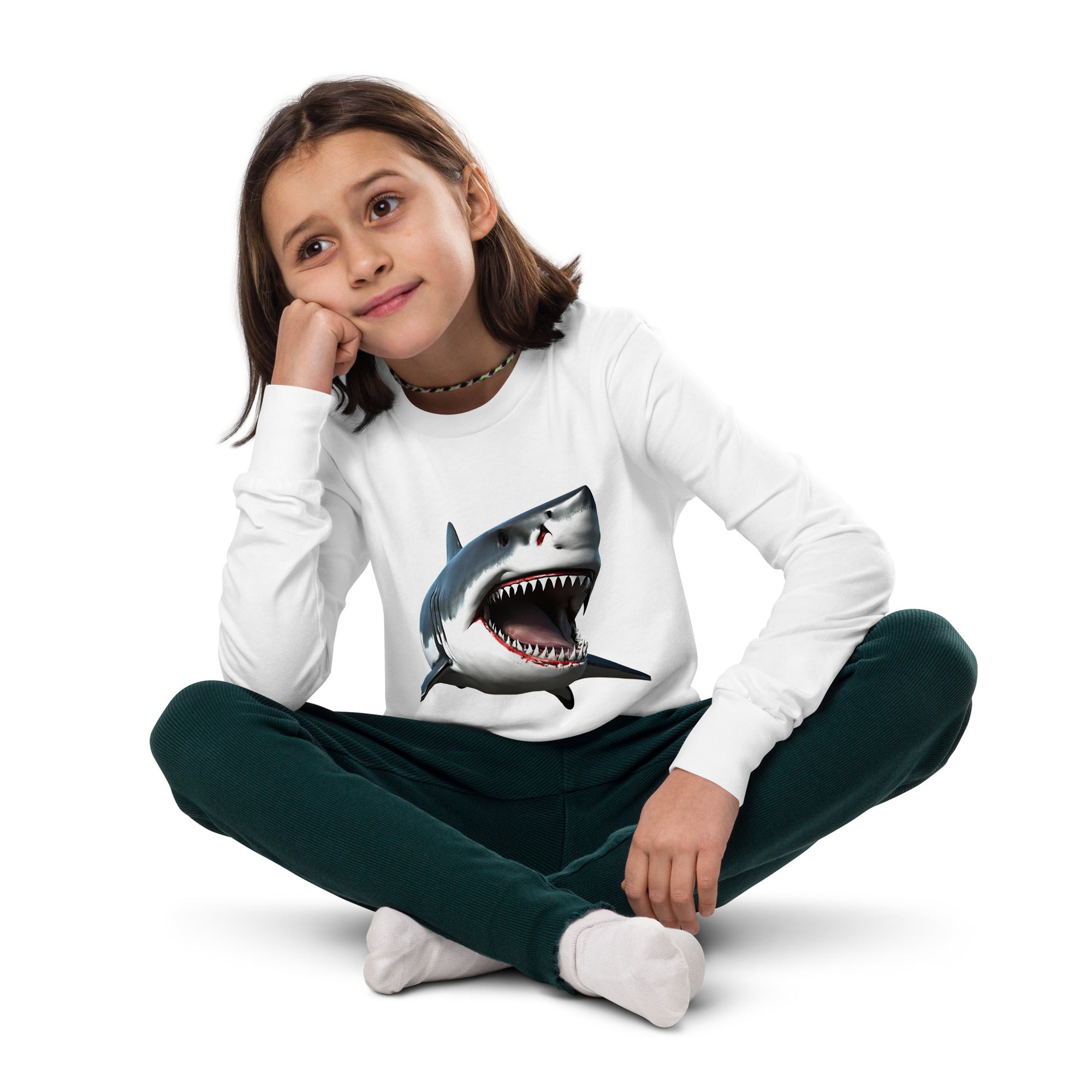 Great White Bite Youth Long Sleeve Shirt